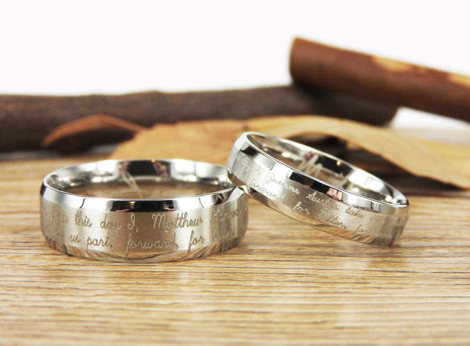 His and Her Wedding Rings Set - Matching Marriage Vow & Signature Bands for Couples - Perfect for Wedding Ceremonies, Anniversaries, and Romantic Gifts
