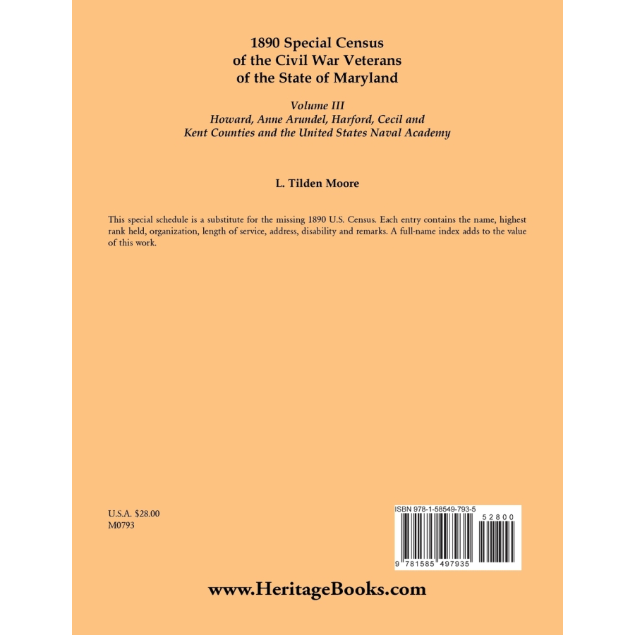1890 Special Census of Civil War Veterans in Maryland Volume III - Genealogy Research & Historical Records for Ancestry & Family History