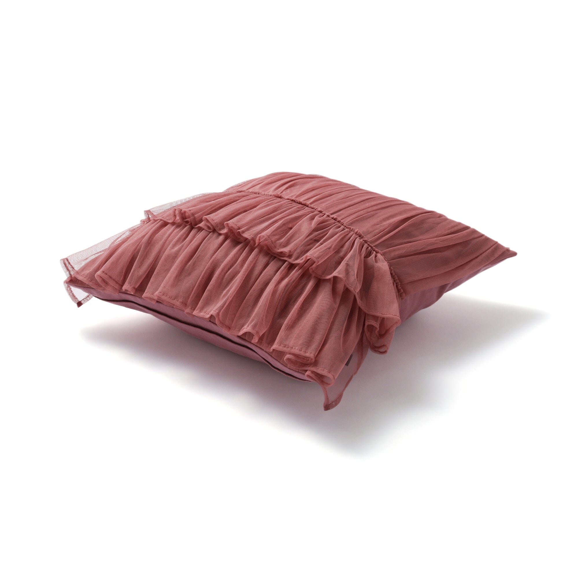 Frill Tulle Cushion Cover 18x18 Inches Purple - Elegant Decorative Pillow Case for Sofa, Bedroom, Living Room, Wedding Decor