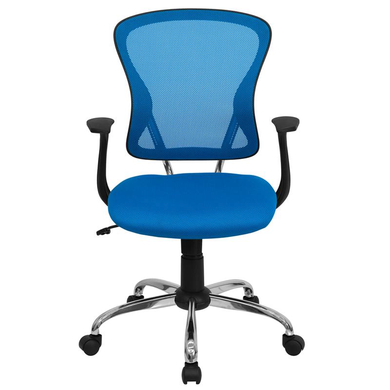 FLASH Alfred Mid Back Black Mesh Swivel Task Office Chair with Chrome Base and Arms - Ergonomic Desk Chair for Home Office, Computer Work & Gaming