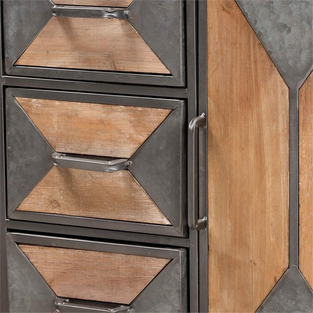 Baxton Studio AM19136 Oak Grey Storage Cabinet - Modern Sideboard for Living Room, Bedroom, or Office Organization