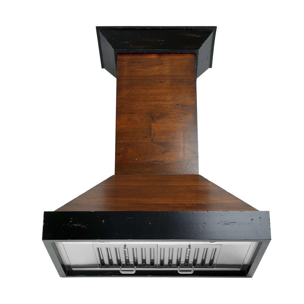 ZLINE 30 Inch Convertible Vent Wooden Wall Mount Range Hood in Antigua and Walnut (KBAR 30) - Kitchen Exhaust Fan for Modern Home Cooking, BBQ & Baking