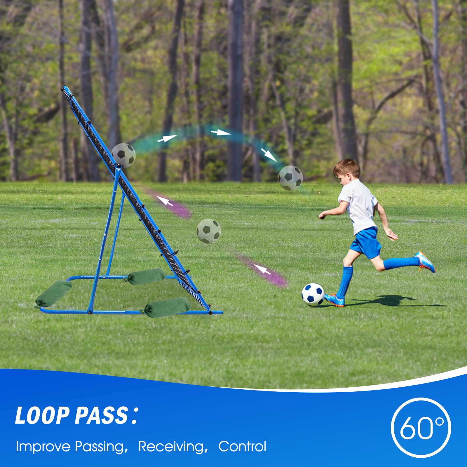 Adjustable Soccer Rebounder Net - Portable Soccer Training Equipment for Control & Passing Practice - Quick-Switch Angle Design for Kids, Teens & Adults - Perfect for Backyard Drills, Team Practice & Solo Training Sessions