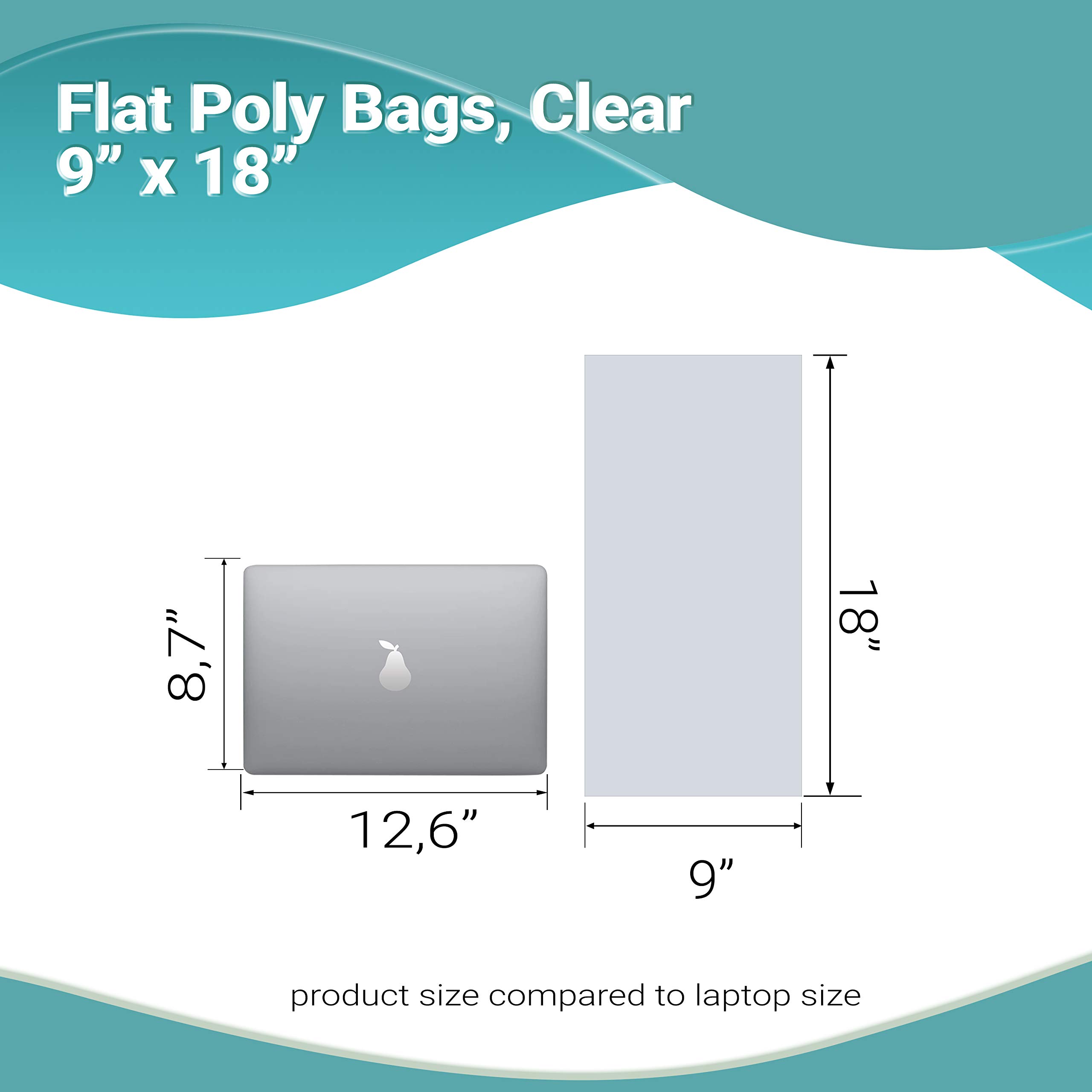 APQ 9x18 Inches Clear Plastic Bags for Packaging - Pack of 1000 Polyethylene Flat Bakery Bags with Open Top | 4 Mil Tear Resistant Food Storage Bags for Popcorn, Homemade Bread, Cookies & Pastries | Ideal for Bakeries, Cafes & Home Baking