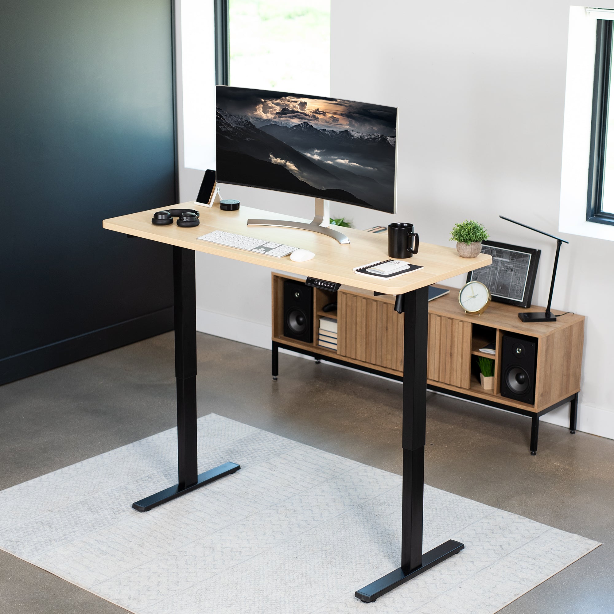 1B Solid Top Series Single Motor Electric Standing Desk with Push Button Memory Controller - Perfect for Home Office, Gaming & Workspace Ergonomics