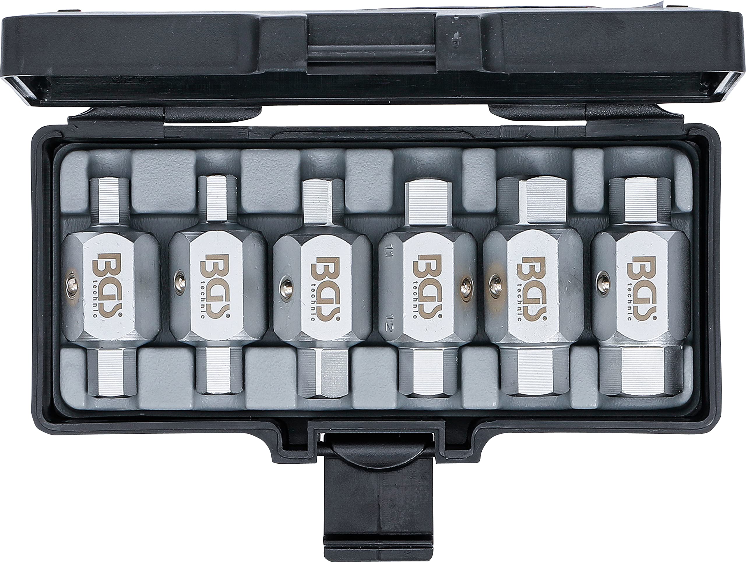 BGS 1015 Crankcase Plug Wrench Set - 6 Piece Automotive Tool Kit for Oil Drain Plug Removal & Engine Maintenance