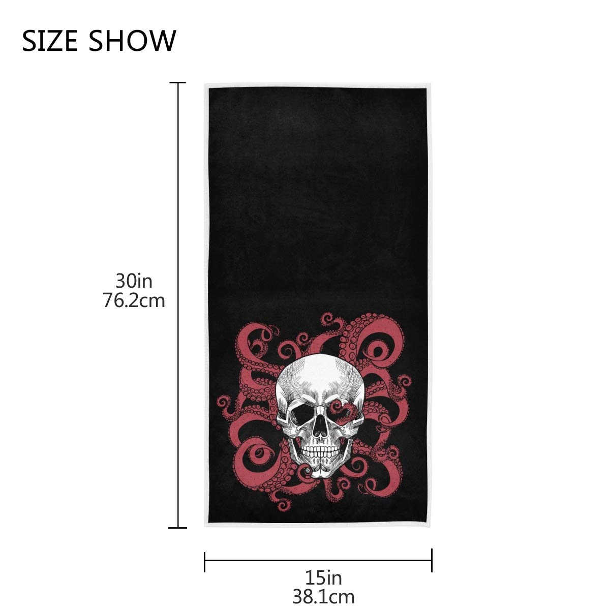 Skull & Octopus Tentacles Cotton Hand Towel - Super Absorbent, Lightweight Bath & Gym Towel 15