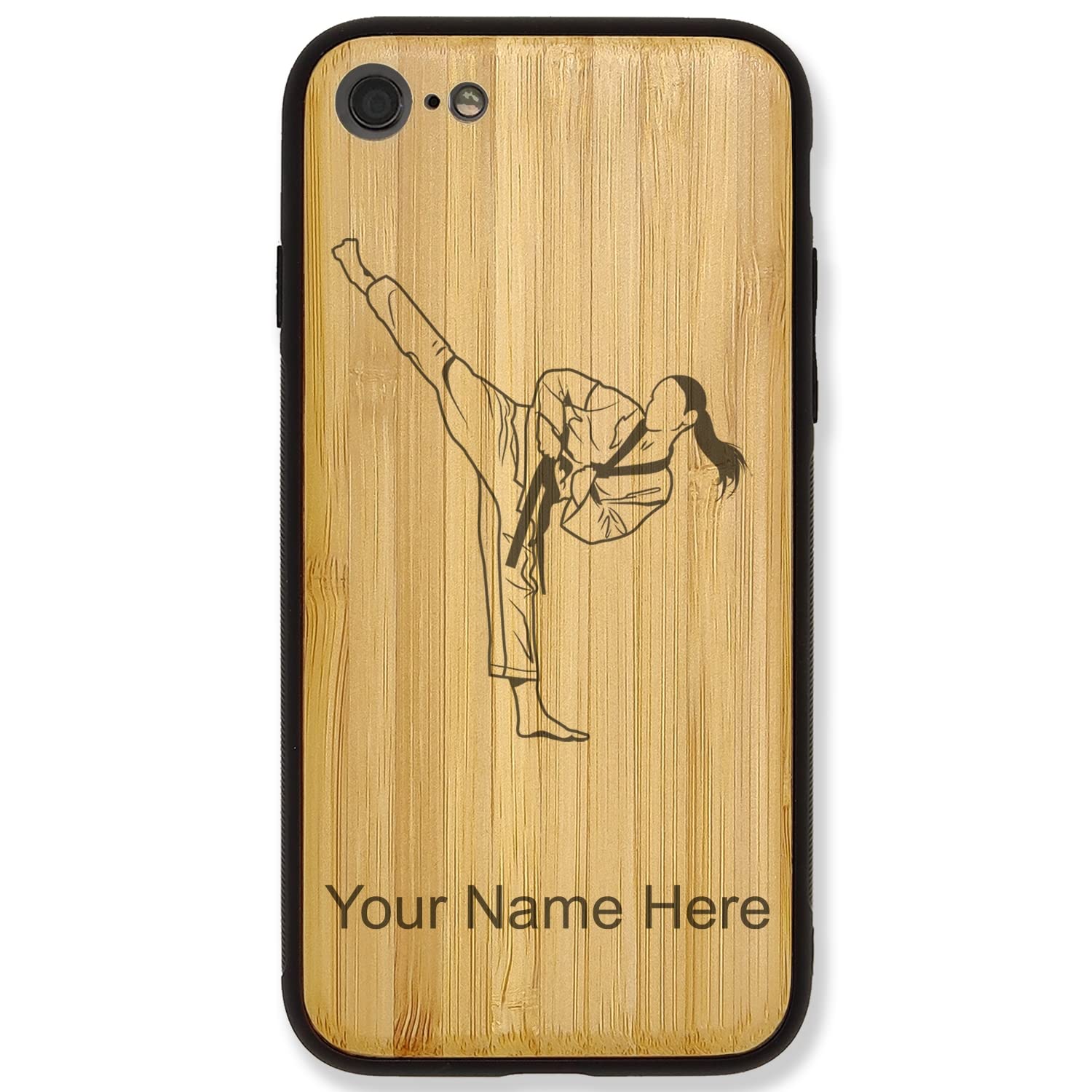 Custom Engraved Bamboo Phone Case for iPhone 6/6s - Taekwondo Design for Women | Perfect Gift for Martial Arts Lovers & Everyday Protection