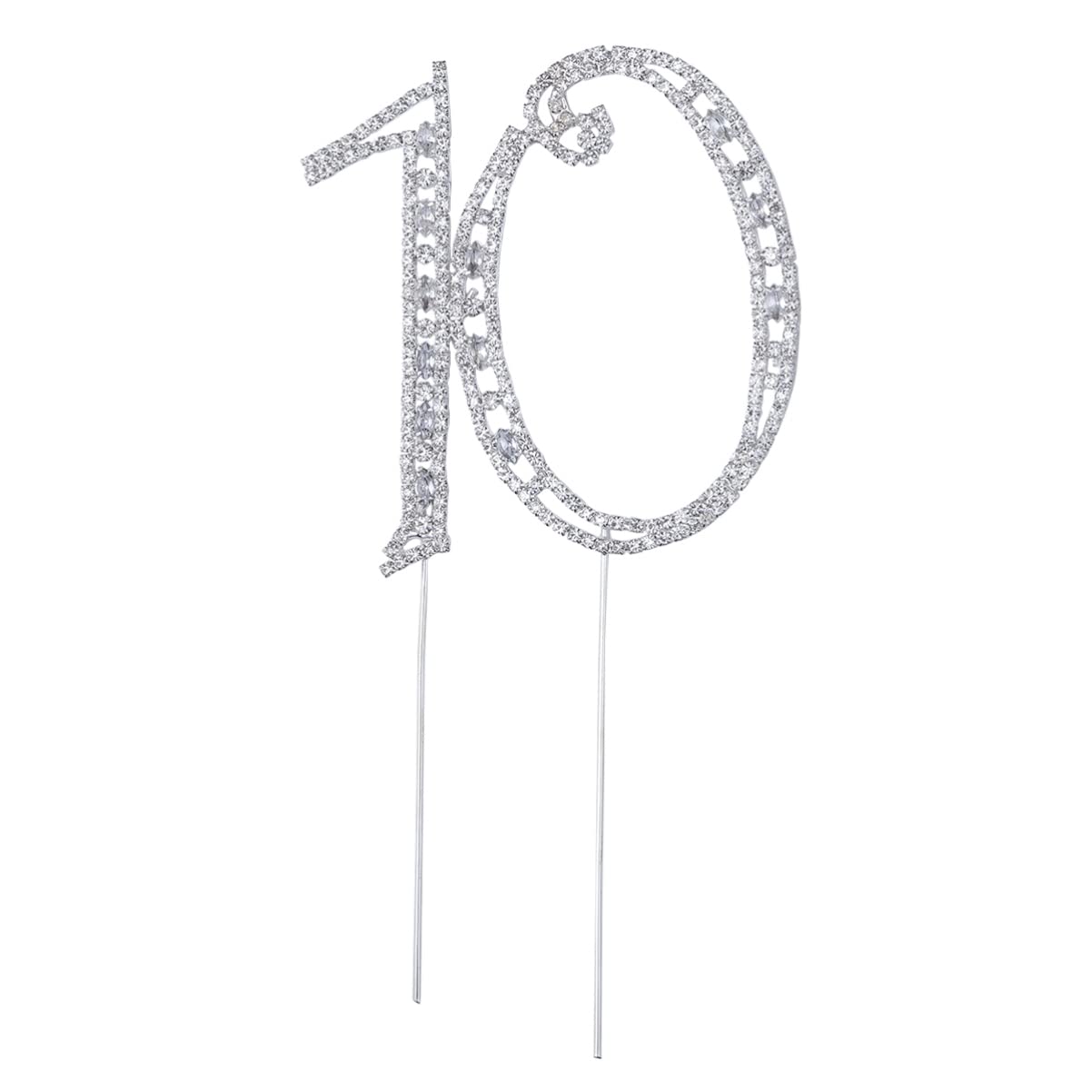 10th Birthday Cake Topper with Rhinestones - Elegant Anniversary Cake Decorations for Women, Girls, Kids - Perfect for Birthday Parties, Weddings, Baby Showers & Special Celebrations