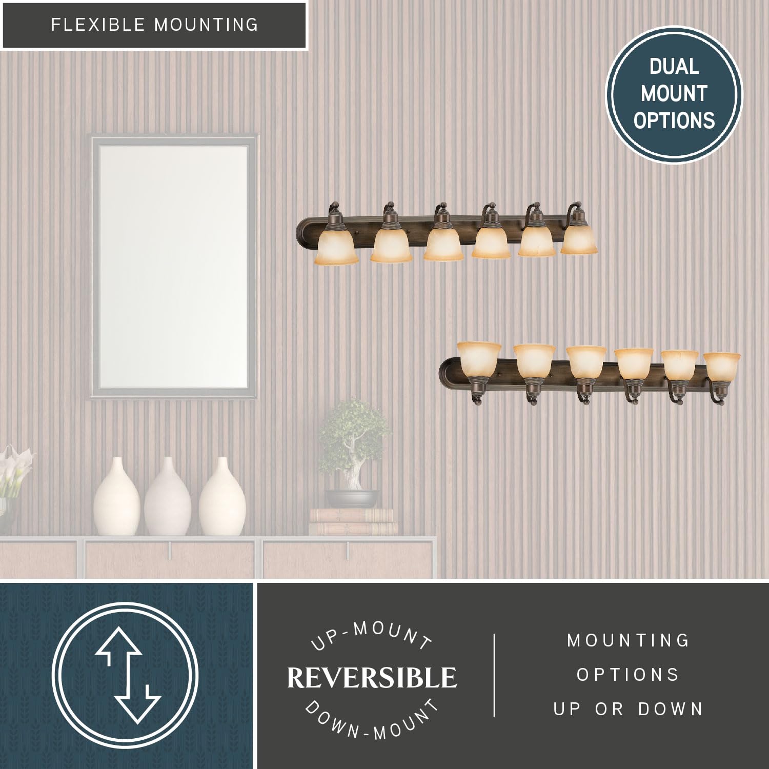 Lasalle 6-Light Bronze Bathroom Vanity Light Fixture - Modern Bathroom Lighting for Vanity Mirror, Powder Room & Master Bath