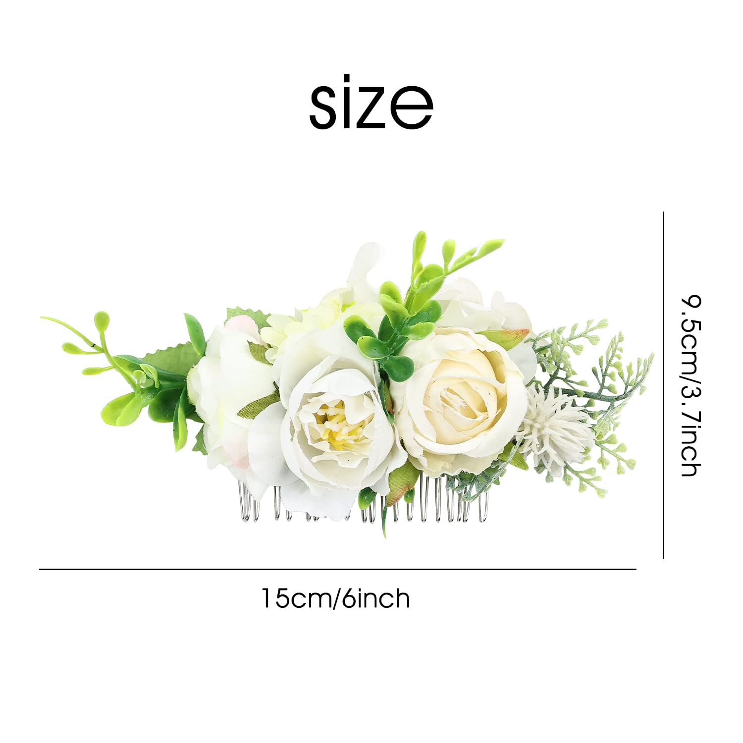 4 Pack Metal Hair Side Combs with Artificial Rose Flowers - Floral Wedding Bridal Headpieces, Hair Clips & Barrettes for Women, Bridesmaids & Flower Girls - Perfect for Weddings, Prom, Parties & Special Occasions