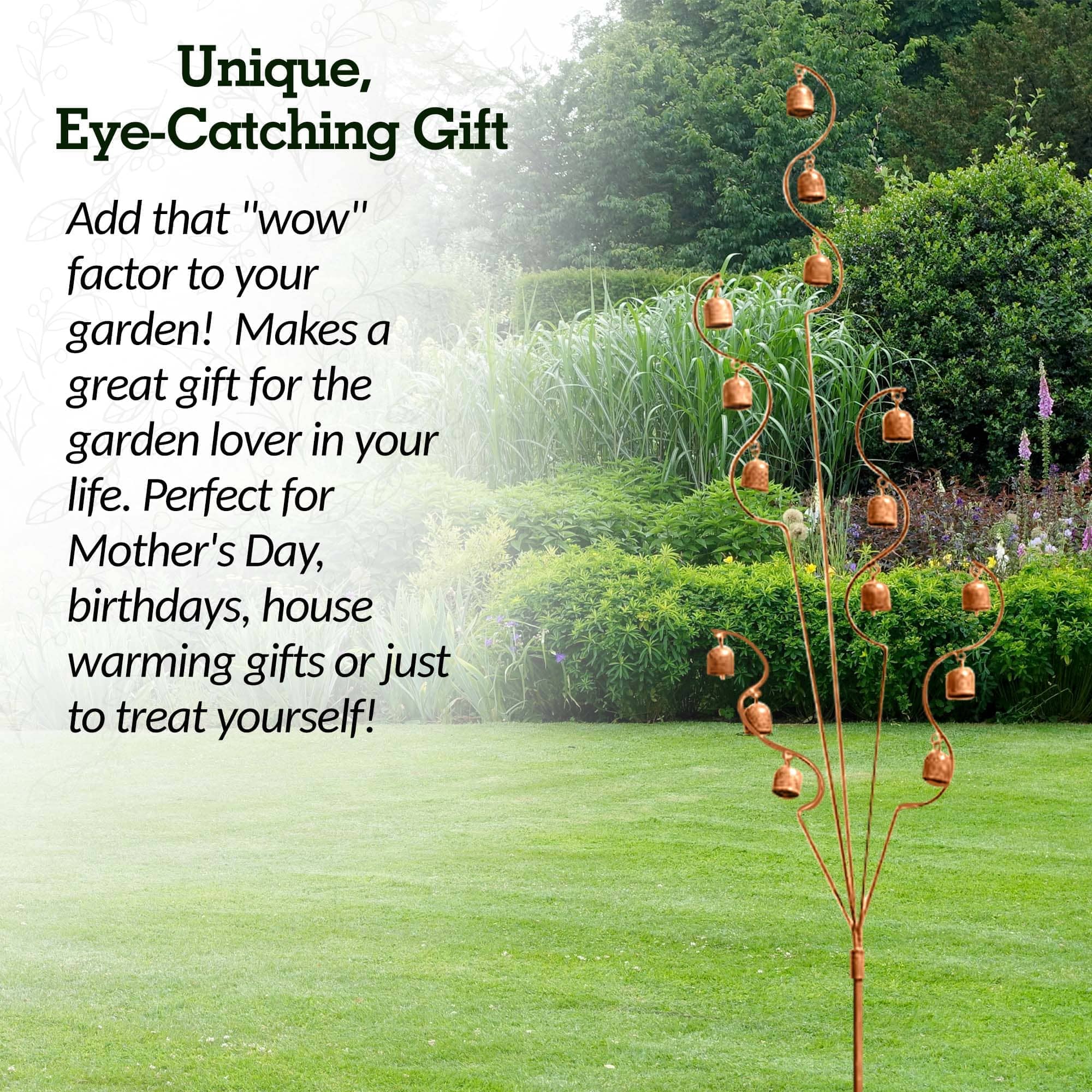 Bell Spiral Garden Stake - Decorative Metal Wind Chime Stake for Outdoor Gardens, Yards, and Patios | Perfect for Adding Charm to Flower Beds, Walkways, and Outdoor Decor