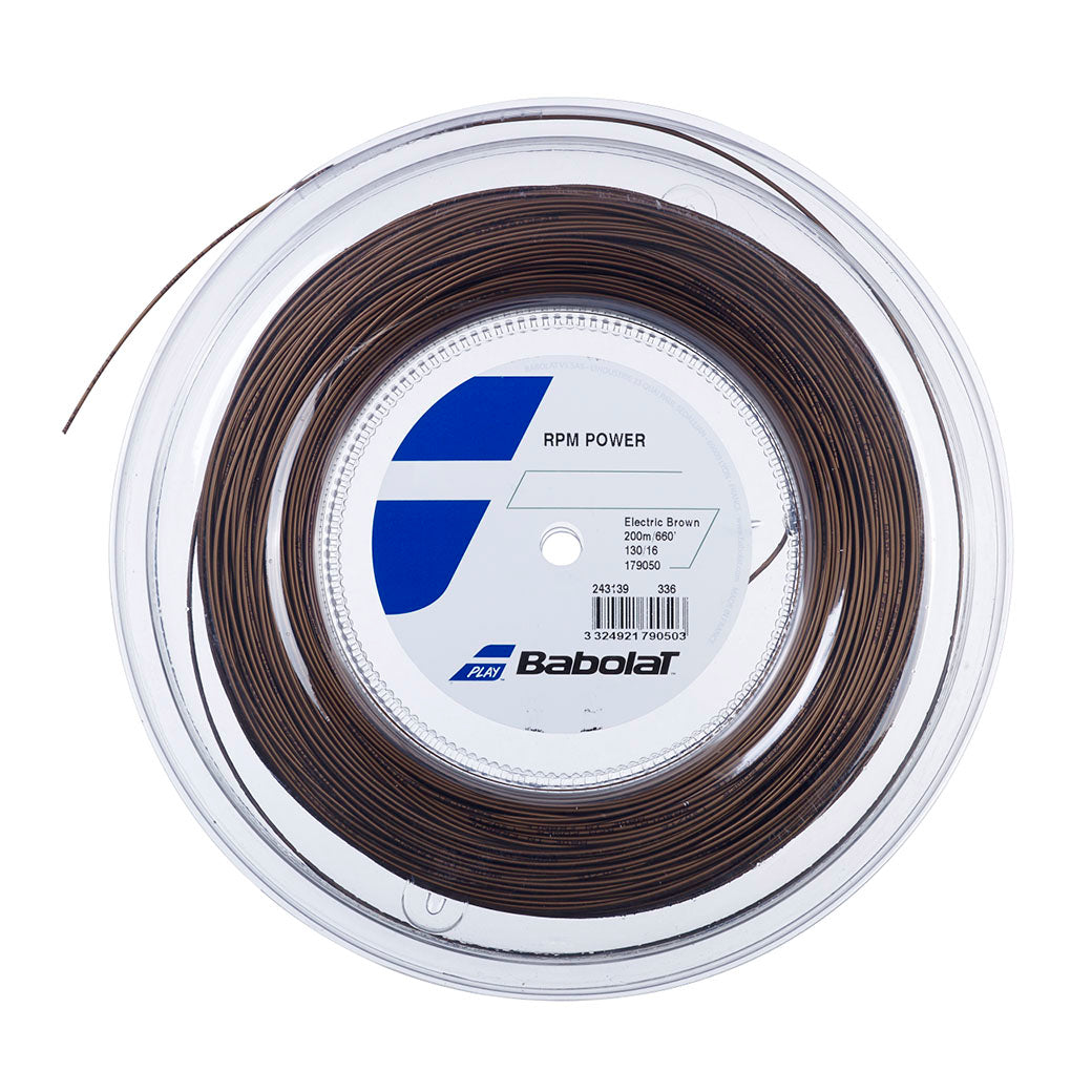 Babolat RPM Power 16/1.30 Tennis String Reel - Electric Brown | High-Performance Polyester String for Spin & Control | Perfect for Competitive Players & Tournament Play