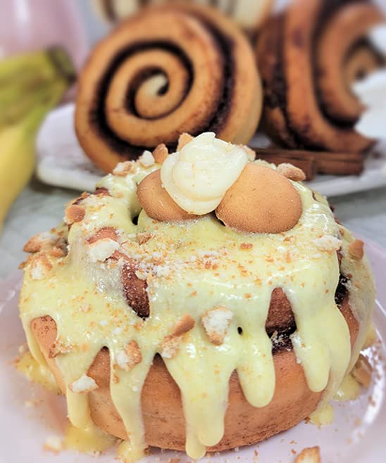 Gourmet Banana Cream Cinnamon Rolls - Pack of 12 (6 oz Each) | Fresh Baked Breakfast Pastries for Brunch, Coffee Time & Holiday Gatherings