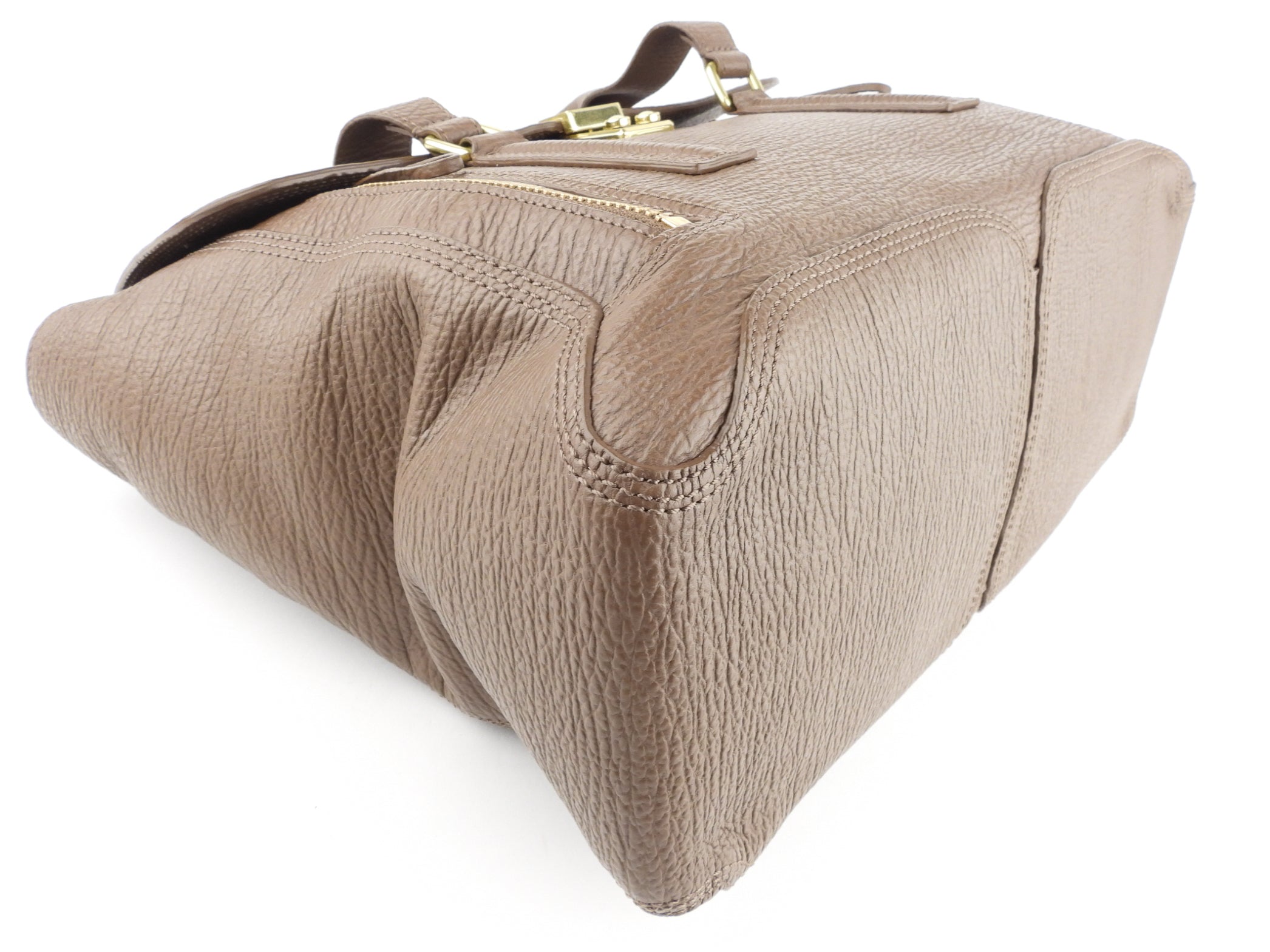 3.1 Philip Lim Taupe Grained Leather Pashli Two-Way Satchel Bag - Stylish Shoulder & Crossbody Handbag for Work, Travel & Everyday Use