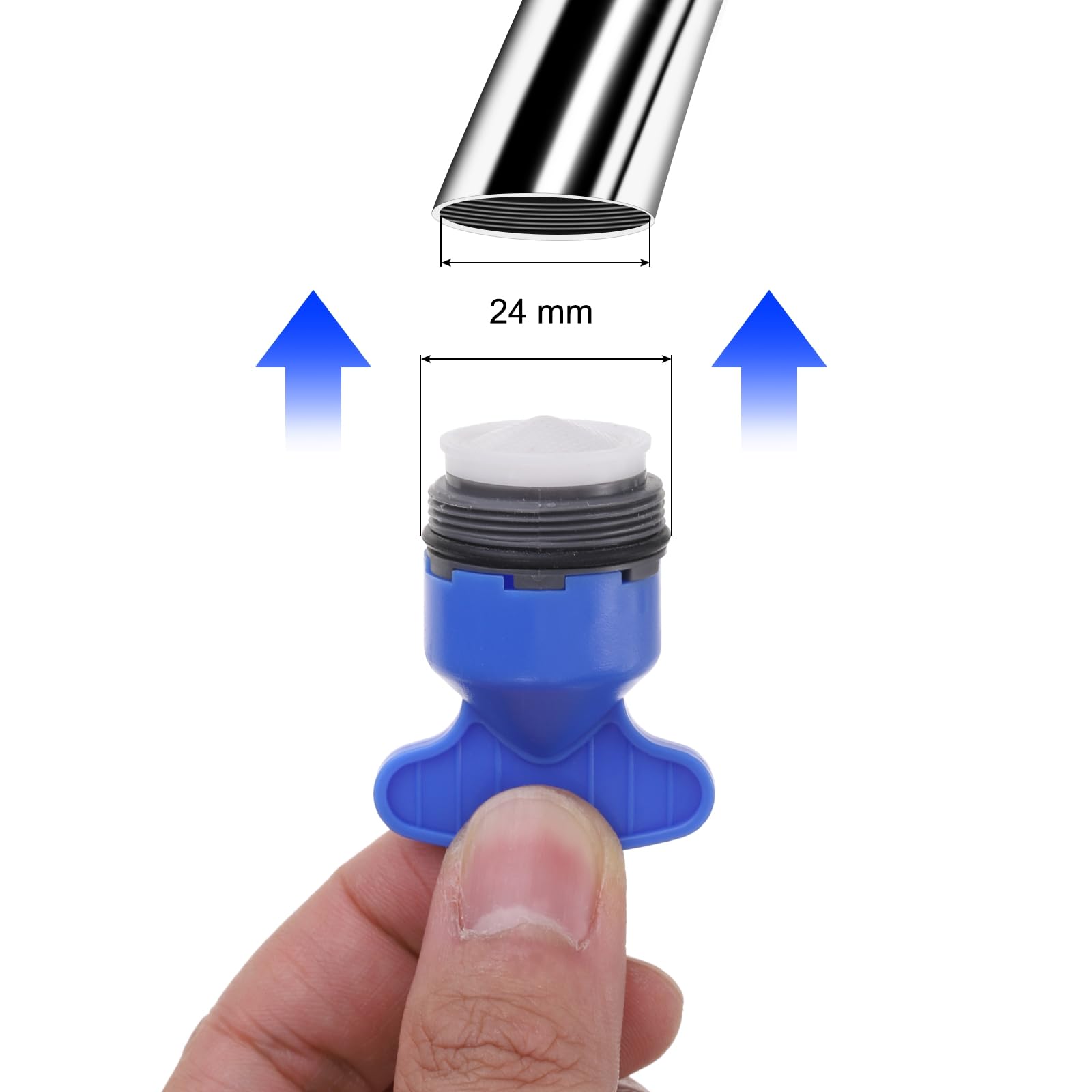 4PCS M24 Faucet Aerators with Removal Wrench - Water Saving Restrictor Replacement for Bathroom & Kitchen Sink (Blue) | Durable Threaded Aerator for Better Water Flow & Energy Efficiency - Perfect for Home, RV, and Commercial Use