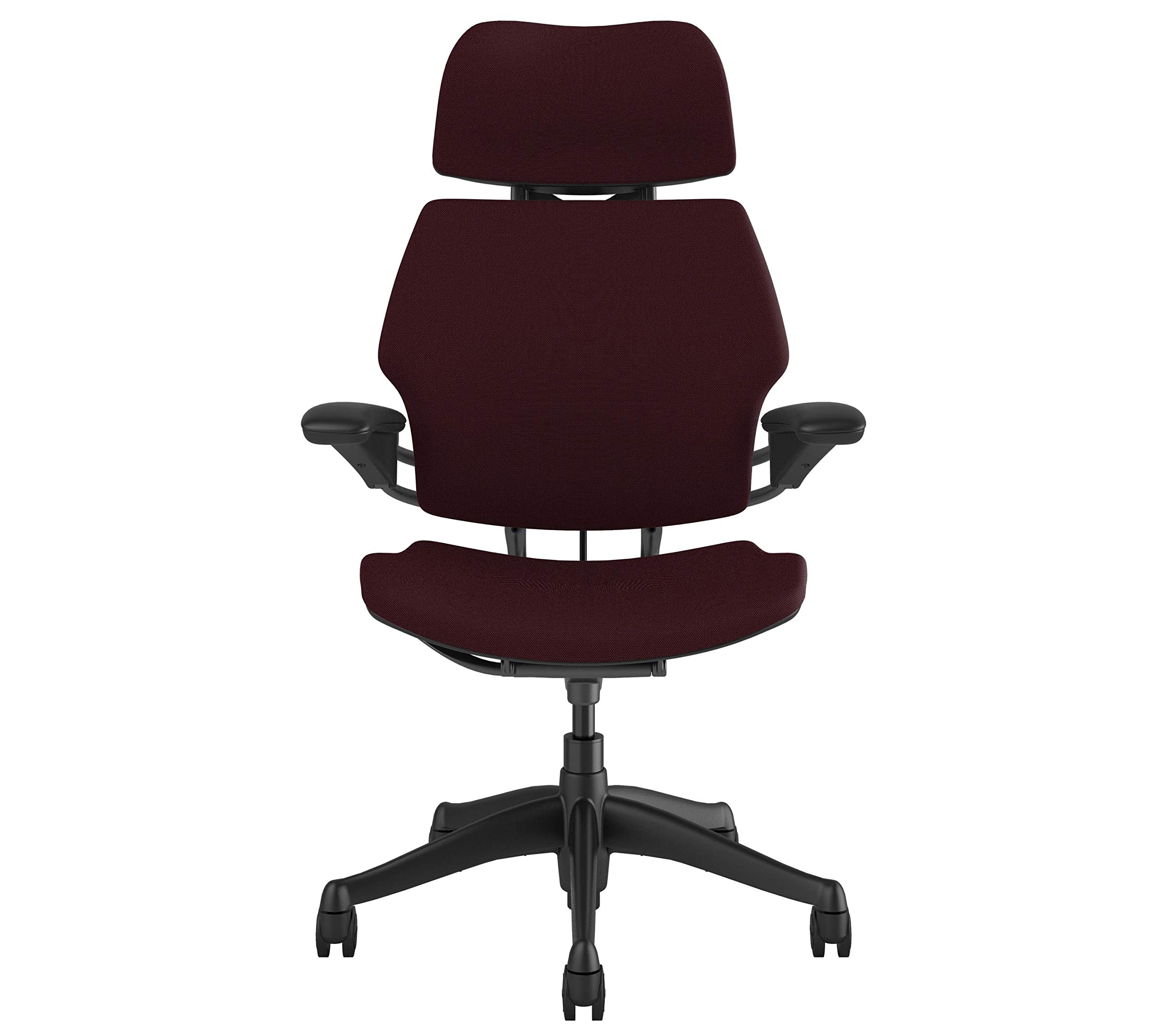 Humanscale Freedom Ergonomic Office Chair with Headrest - Adjustable Height & Duron Arms - Hard Floor Wheels - Graphite Frame & Boysenberry Red Fabric - Perfect for Home Office & Corporate Workspaces
