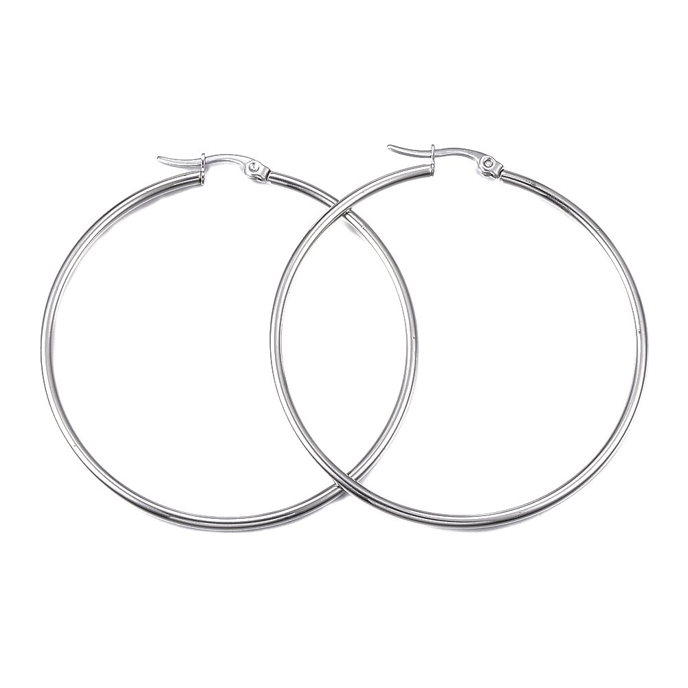 12 Pairs Surgical 304 Stainless Steel Hoop Earrings - 55mm Circle Rings for Women | Hypoallergenic, Durable & Stylish | Perfect for Everyday Wear, Parties & Gifts