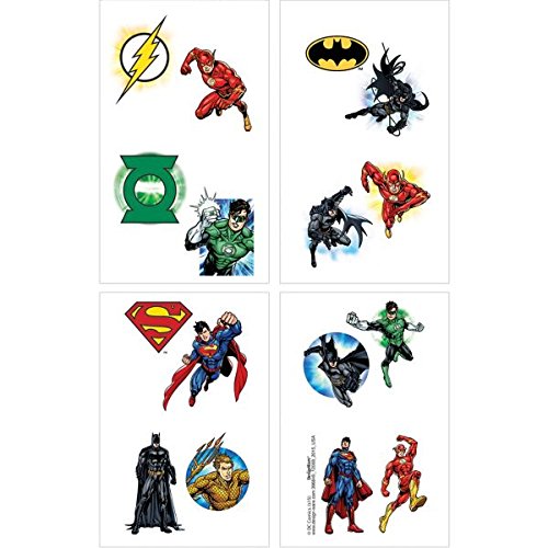 Justice League Temporary Tattoos for Kids - Superhero Party Favors, Birthday Gifts & Halloween Costume Accessories