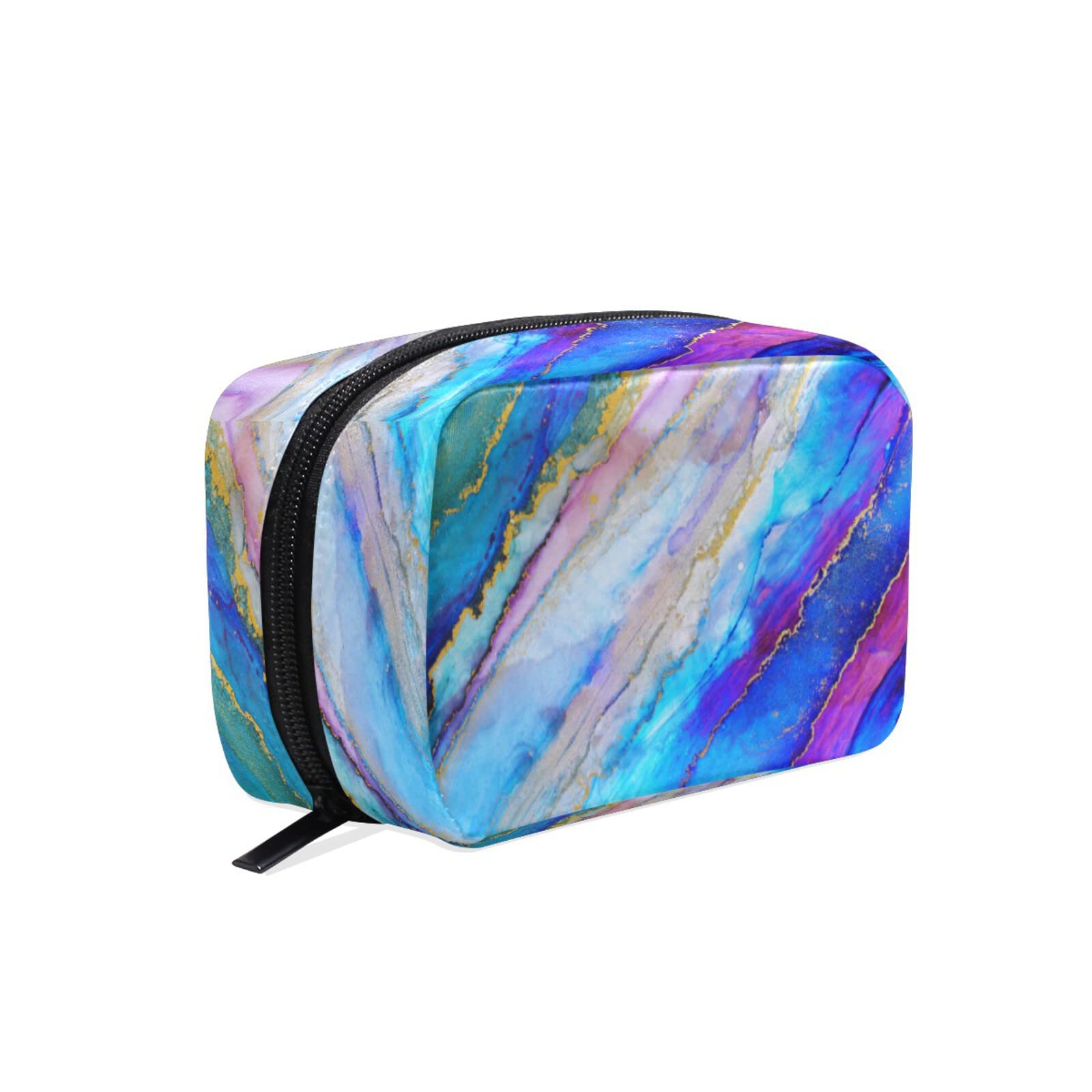 Colorful Marble Makeup Bag for Women - Waterproof & Portable for Travel & Purse