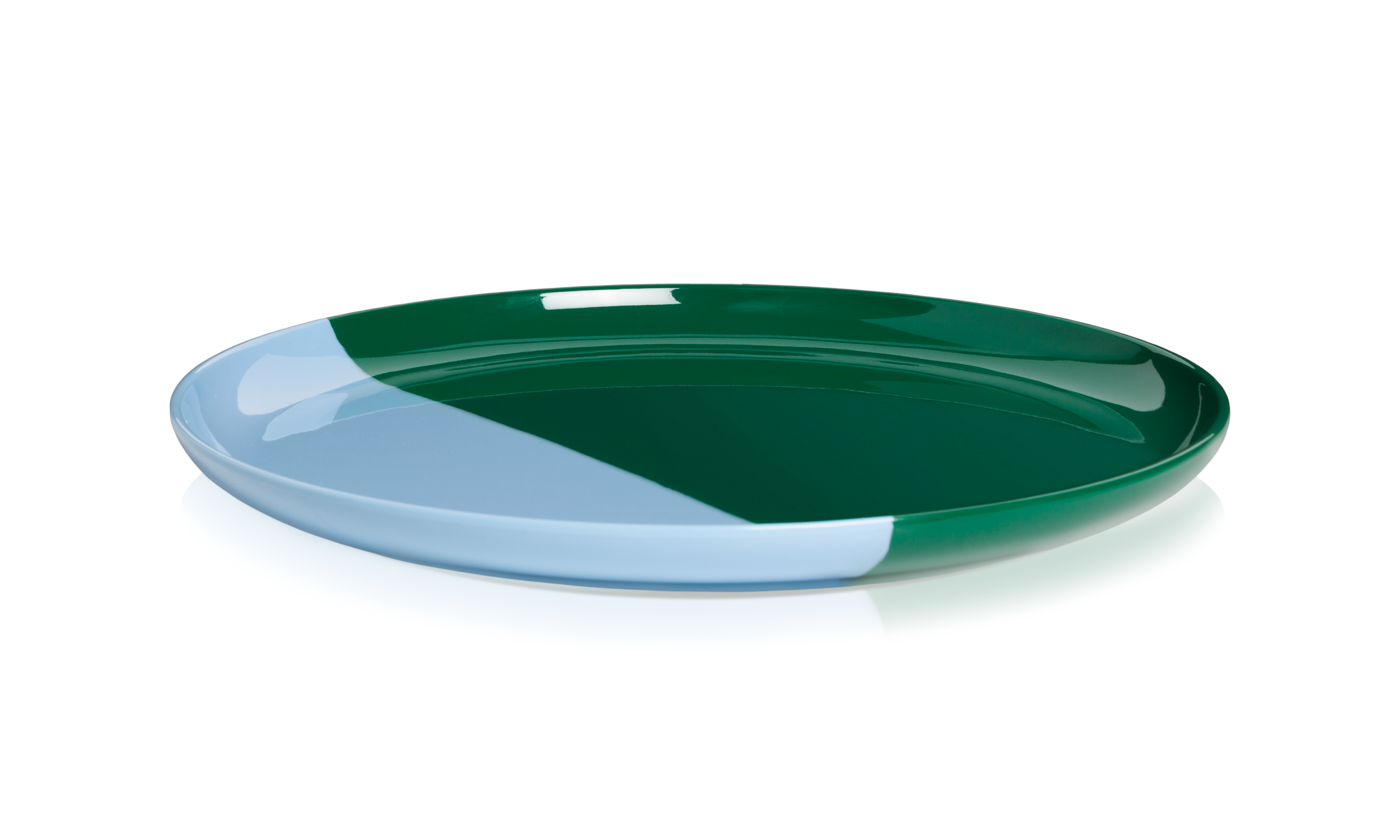 1/2 & 1/2 Melamine Dinner Plates - Set of 4, Green & Sky Blue - Durable & Lightweight Plates for Outdoor Dining, Picnics, Camping & Everyday Use