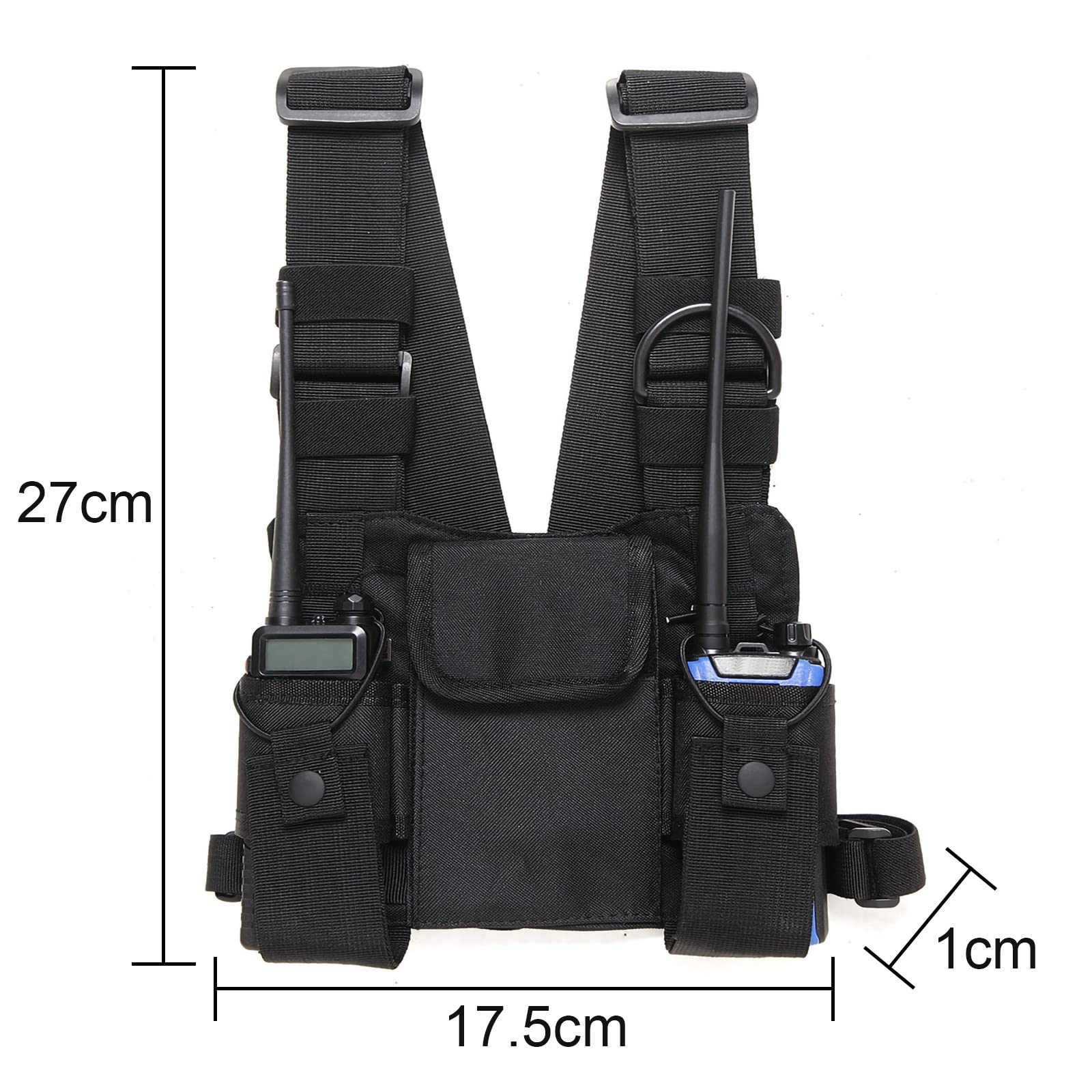 Adjustable Nylon Chest Pack Walkie Talkie Harness - Two-Way Radio Shoulder Bag for Outdoor Adventures, Hip Hop Streetwear & Men's Backpack Holster (Perfect for Hiking, Concerts & Security Work)