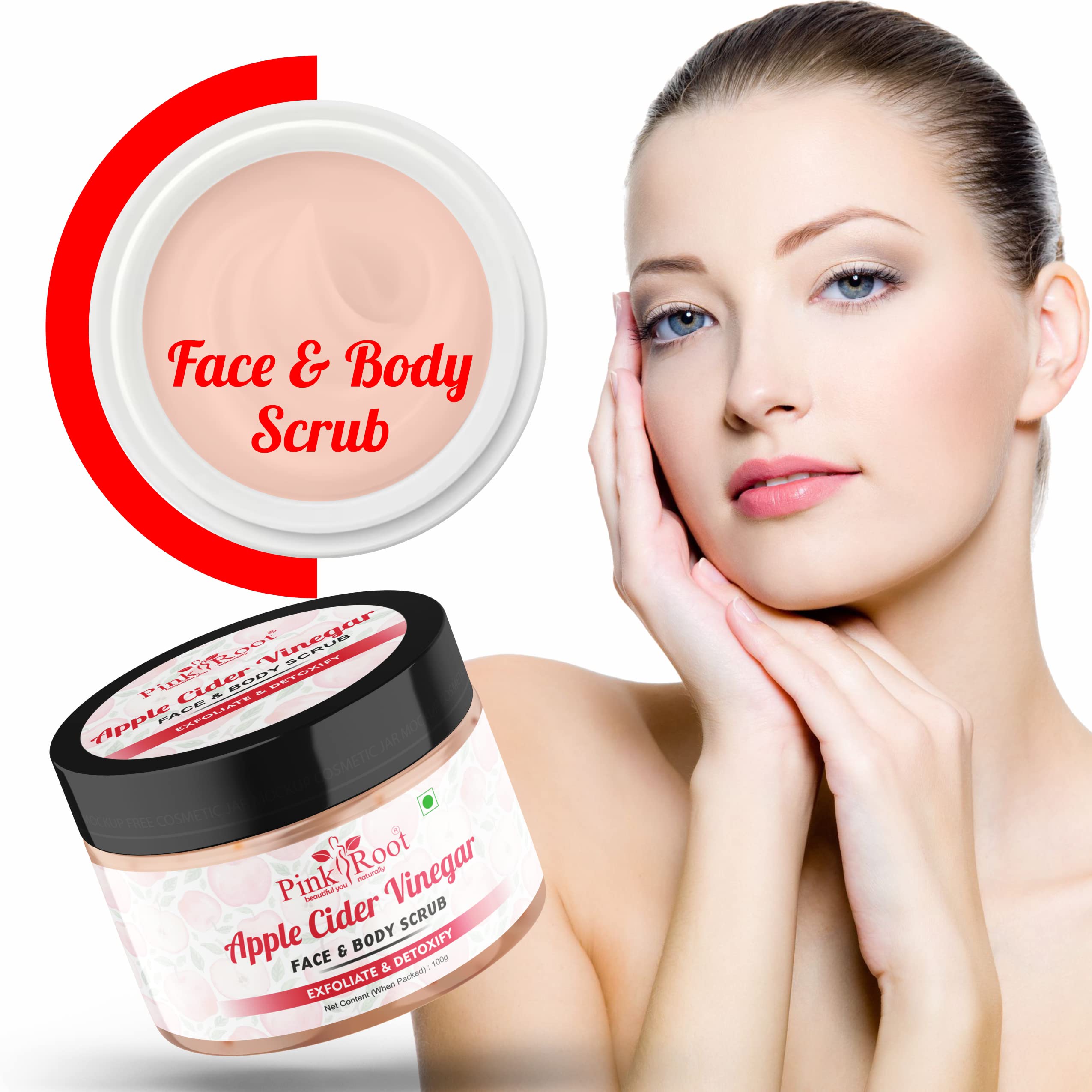Organic Pink Himalayan Salt & Apple Cider Vinegar Face & Body Scrub - 100g Exfoliating Cleanser for Acne, Blackheads & Smooth Skin | Gentle Skincare for Daily Use & Spa Treatment
