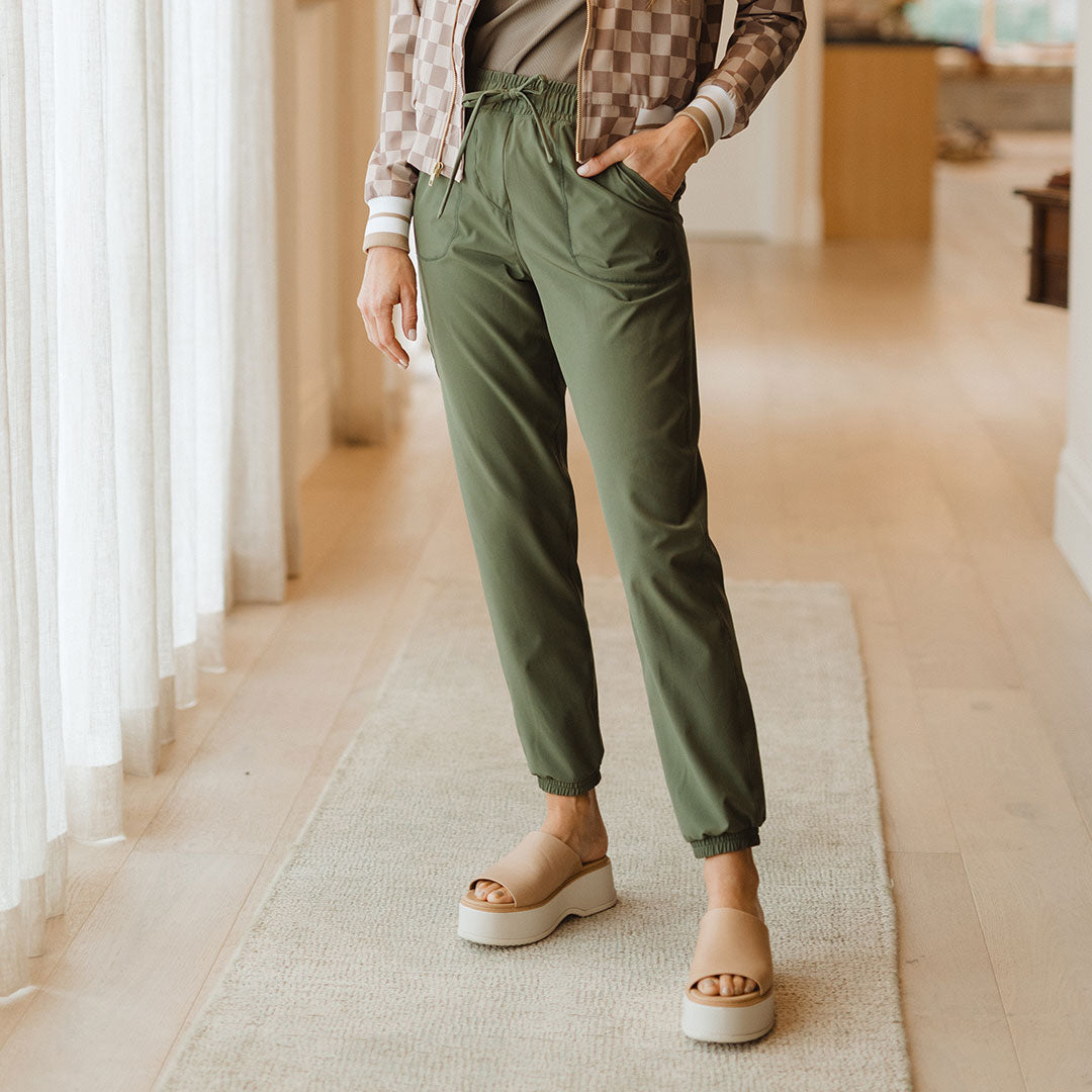 Everywhere Joggers for Women - Comfortable Sage Green Lounge Pants for Yoga, Running & Casual Wear