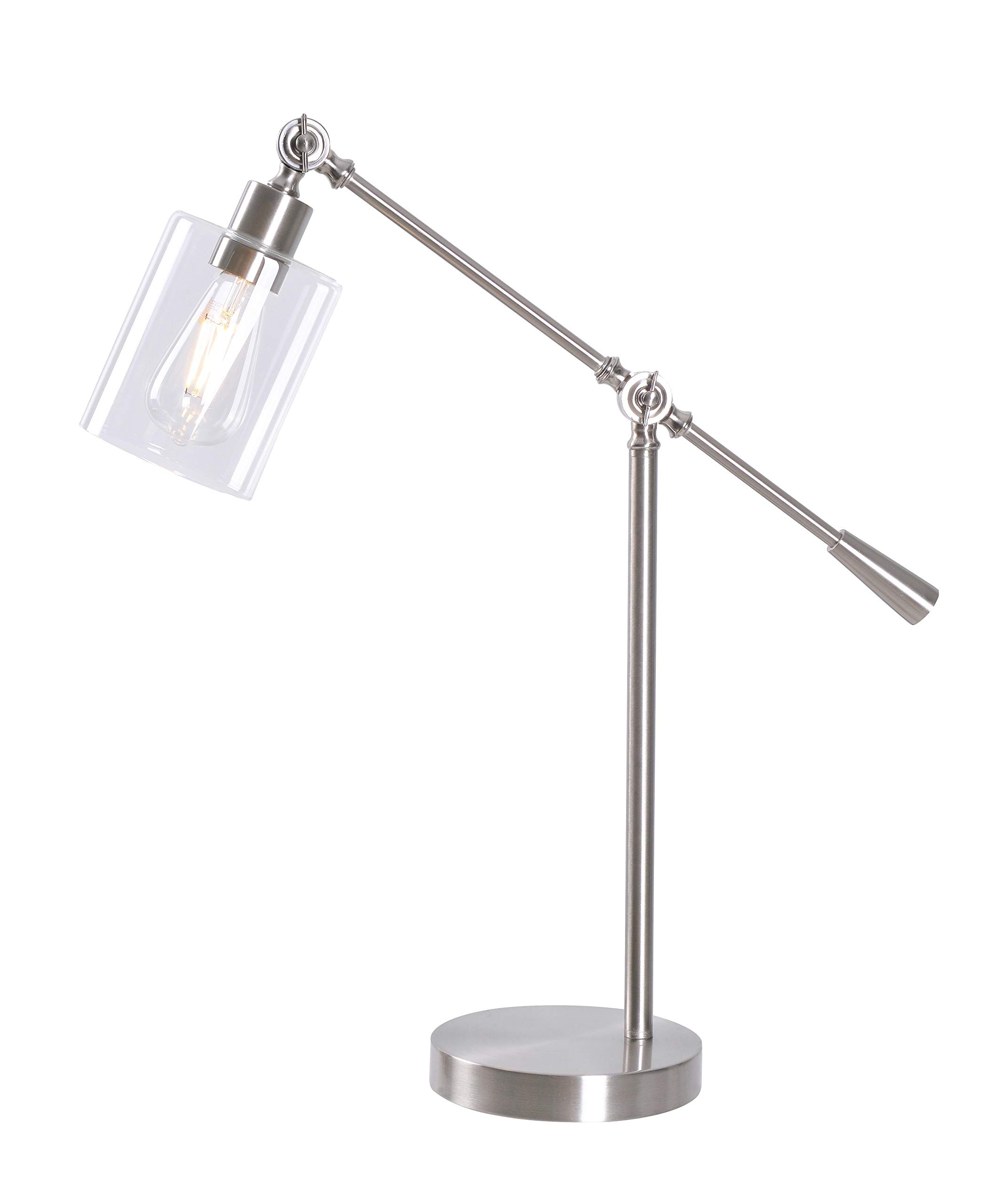 Kenroy Home 32974BS Thornton Desk Lamp - Brushed Steel Finish, Adjustable Medium Size for Office, Study & Bedroom Lighting