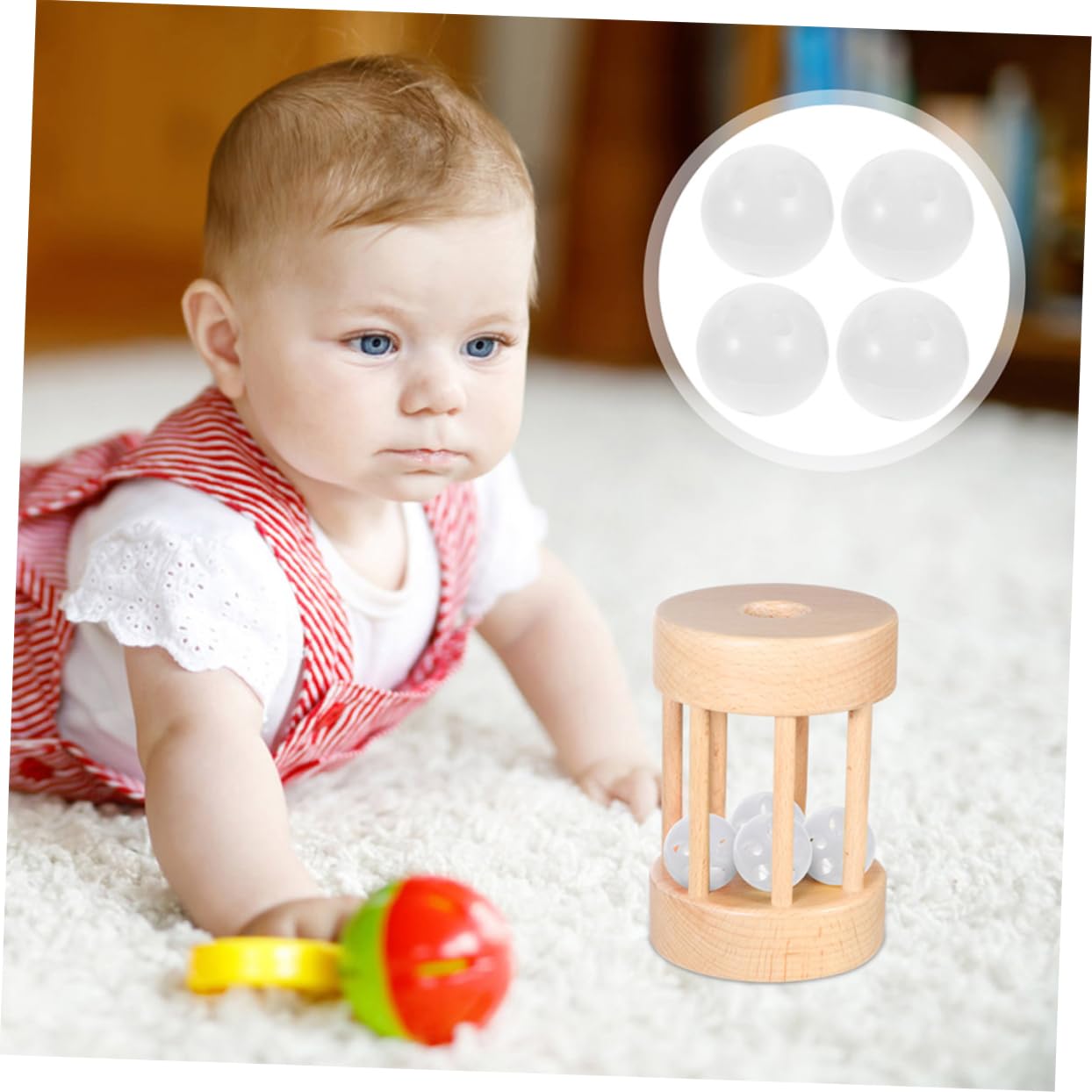FOYTOKI 100pcs Rattle Squeaker Balls - White Plastic Sound Makers for DIY Plush Toys, Dog Toys & Doll Accessories - Perfect for Crafting, Pet Toys and Baby Sensory Play