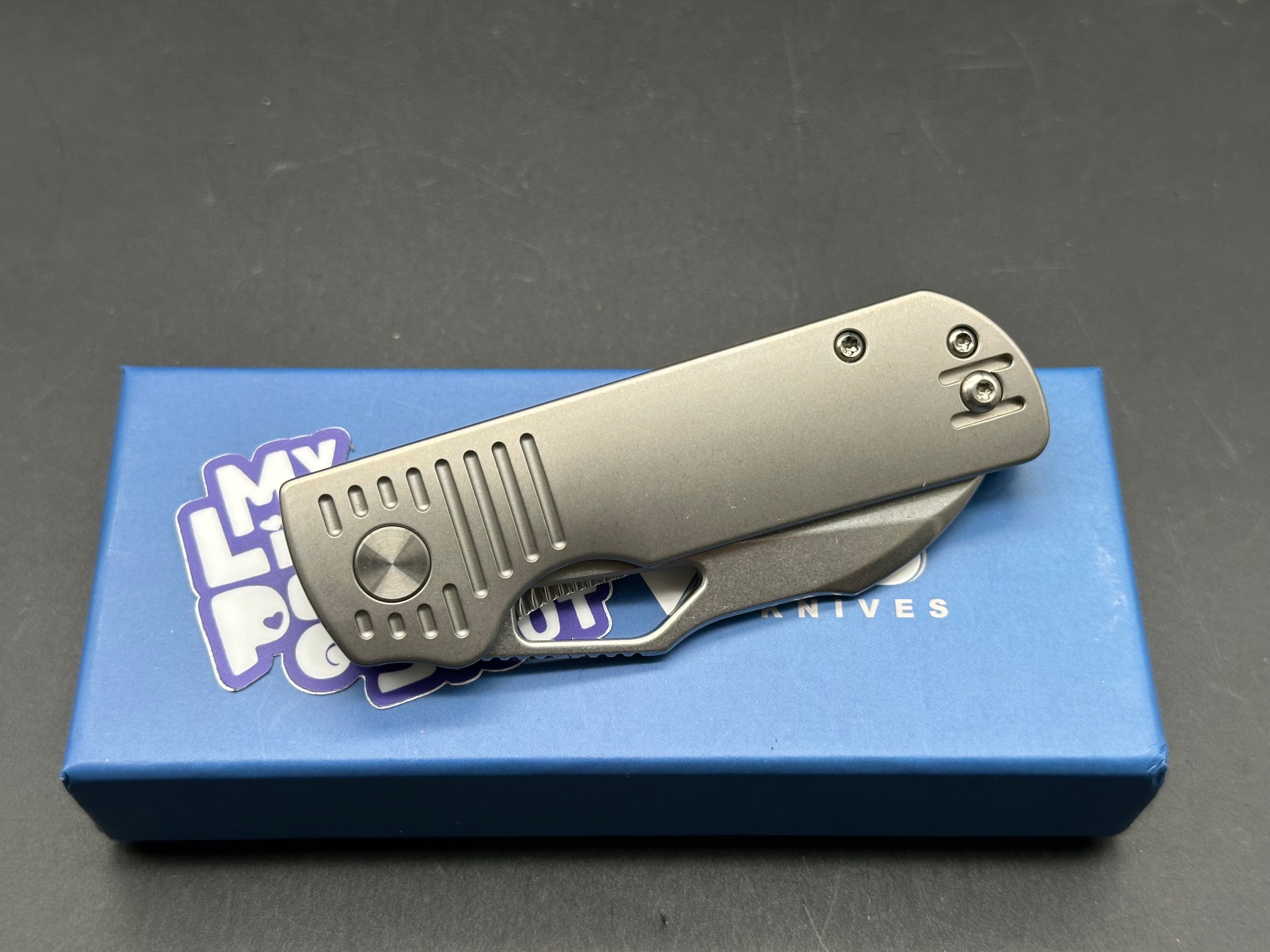 Premium DIVO Pony Stout S90V Stonewashed Folding Knife - Titanium Handle for Outdoor, Camping, EDC & Survival Use