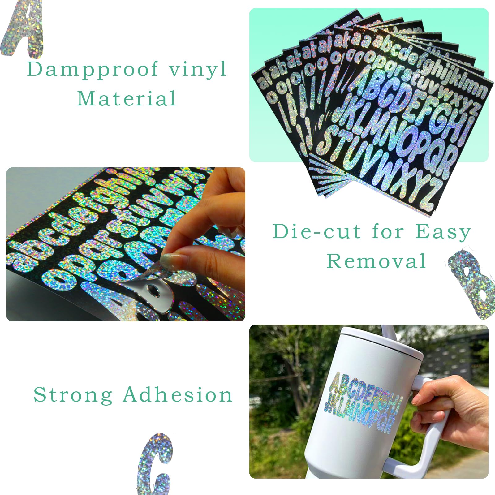 Stanley Cup 10-Sheet Alphabet Stickers - Glitter Letter Stickers for Personalizing Cups & Water Bottles | Perfect for DIY Crafts, School Projects, and Custom Drinkware Decoration