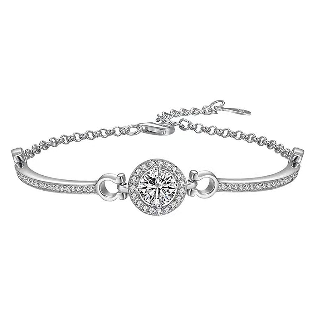 Elegant Women's Crystal Bracelet - Micro Inlaid Zircon Geometric Pendant Charm Bracelet | Simple Chain Bangle for Fashion & Party Wear | Perfect for Daily Accessories, Gift Giving & Special Occasions