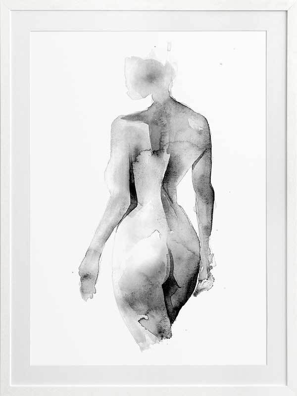 Flawless Female Charcoal Art Print - Framed Wall Decor for Living Room, Bedroom & Office | Elegant Black & White Portrait Painting