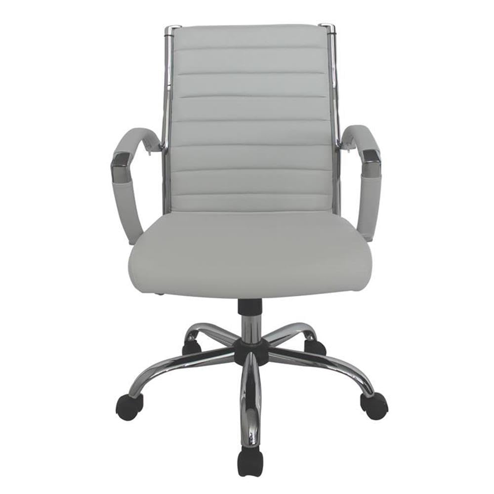 Furniture of America Damse White Faux Leather Adjustable Office Chair - Ergonomic Home & Small Space Workstation
