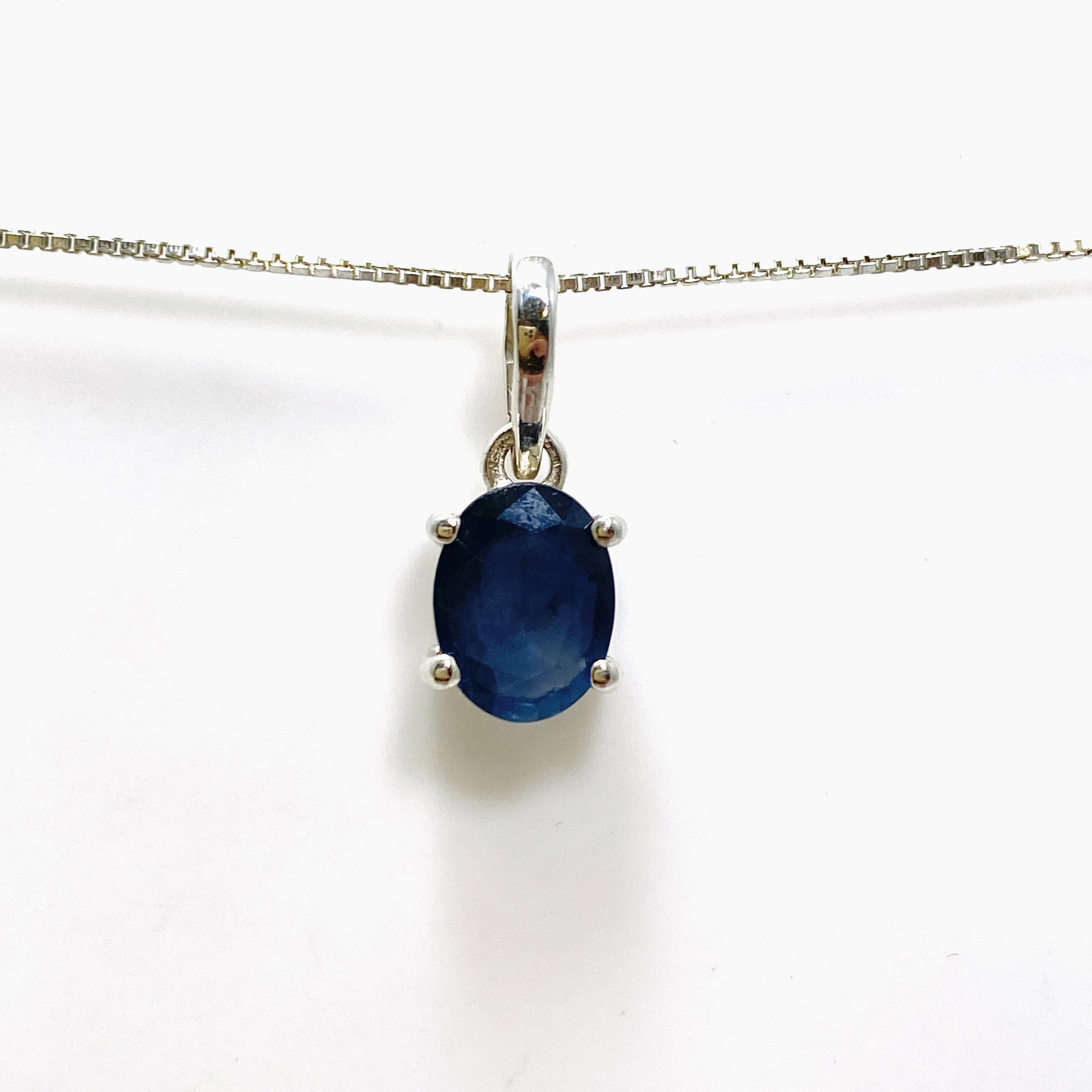 Elegant Sapphire Oval Faceted Pendant Necklace - PPGJ976 - Perfect for Weddings, Anniversaries & Special Occasions