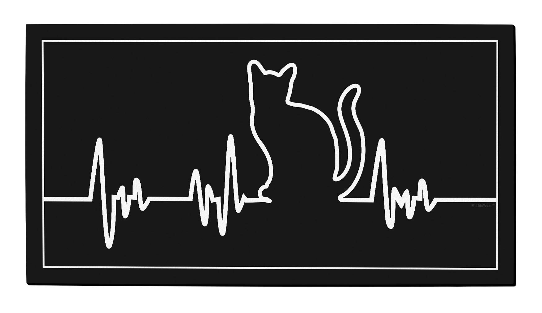 Funny Cat Doormat with EKG Design - Unique Gift for Cat Lovers & Pet Owners - Black & White Decor for Home Entryway - Perfect for Front Door Welcome Mat & Cat-Themed Housewarming Present