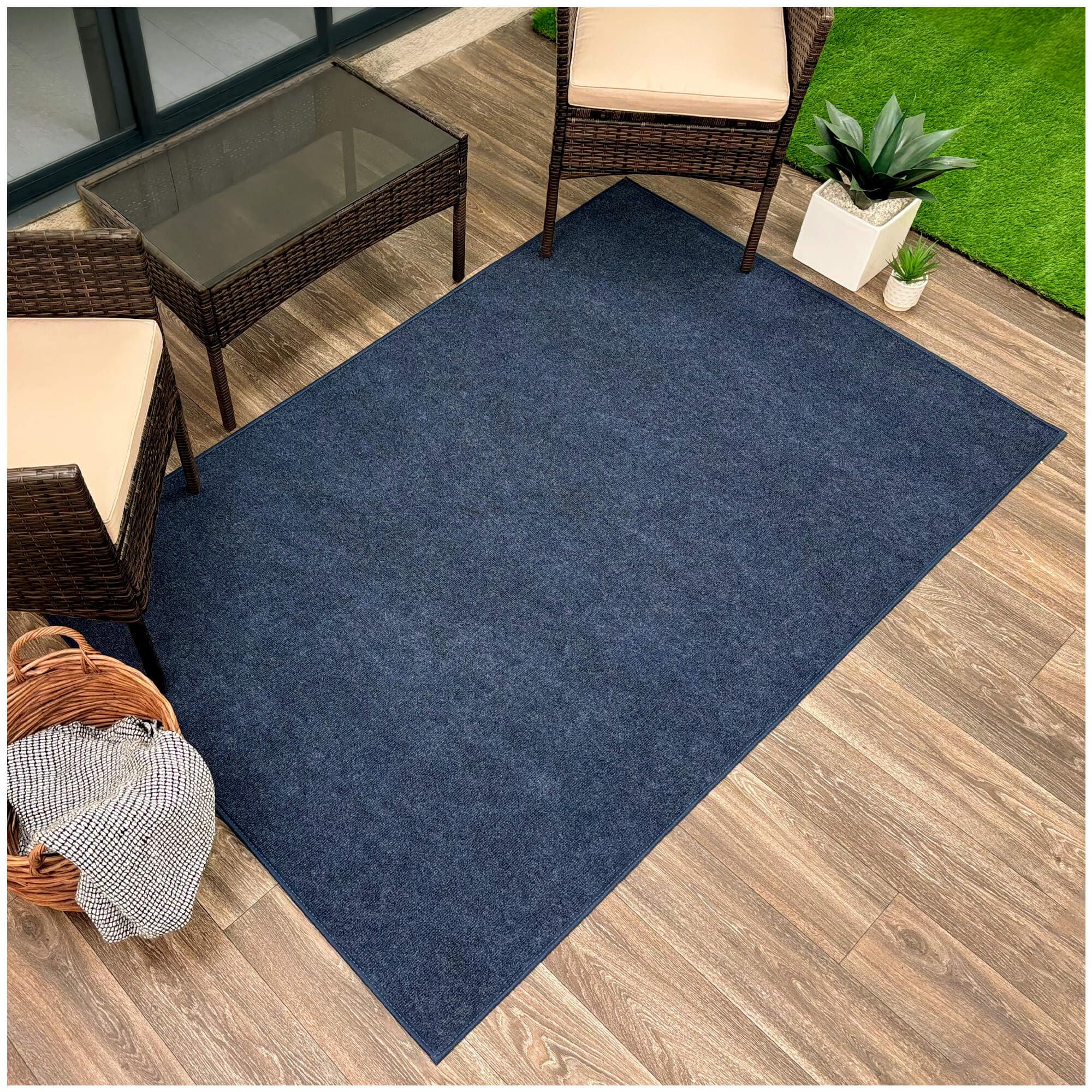 KOECKRITZ Ultra-Thin Outdoor Rug - Lightweight & Quick-Dry Indoor/Outdoor Carpet for Patio, Deck, Poolside, Boat, Balcony & Events (8x12ft, Ocean Blue) - Perfect for Beach Houses, Summer Parties & Waterfront Living