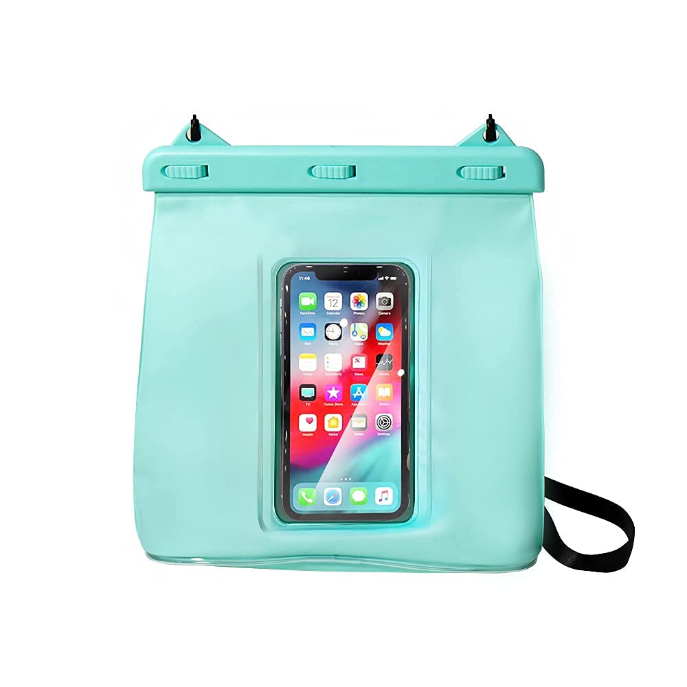 LAQ DESiGN STAYDRY Waterproof Dry Bag - Double Sided Perspective with Adjustable Strap & Touchscreen Compatible Pocket - Perfect for Beach, Kayaking, Hiking and Water Sports (Whale Design)