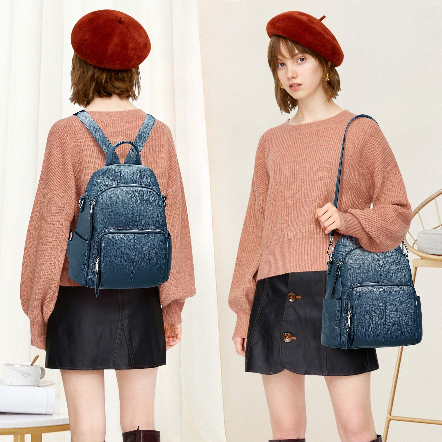 ALTOSY Women's Soft Leather Backpack Purse - Stylish Versatile Shoulder Bag for Work, Travel & Daily Use | Water-Resistant Laptop Backpack with Multiple Pockets