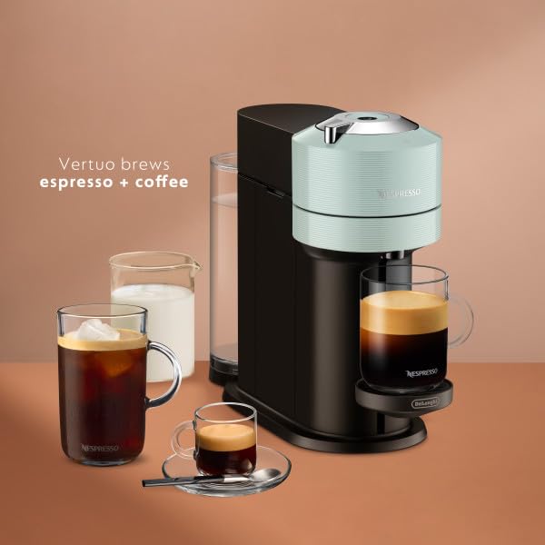DeLonghi Nespresso Vertuo Next Coffee and Espresso Machine - Jade, Single-Serve Pod Brewer for Home & Office, Perfect for Espresso, Coffee & Latte Drinks