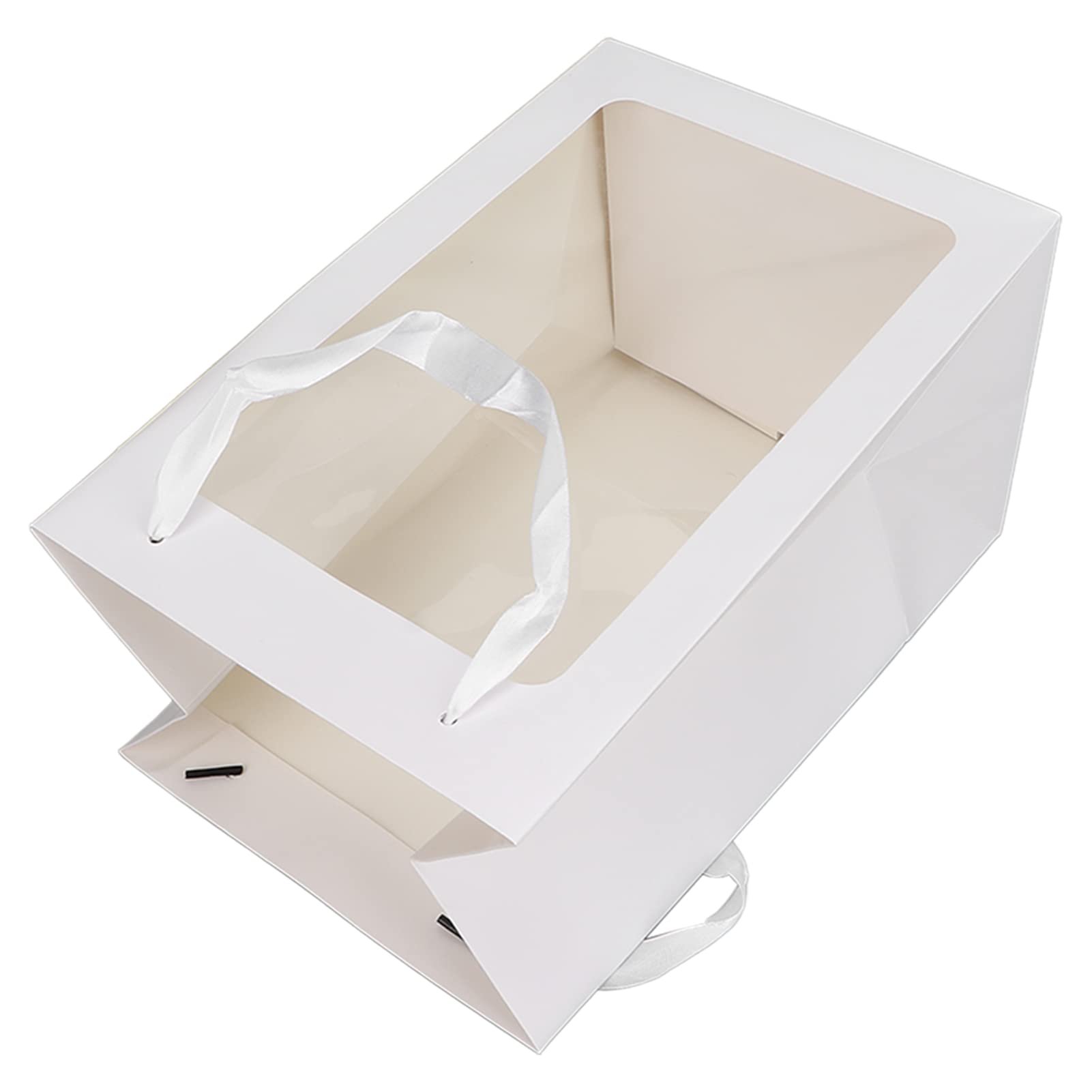 Elegant White Window Gift Bags - Medium Size Paper Storage Bags for Sweets, Jewelry & Accessories | Perfect for Party Favors, Wedding Gifts & Holiday Presents