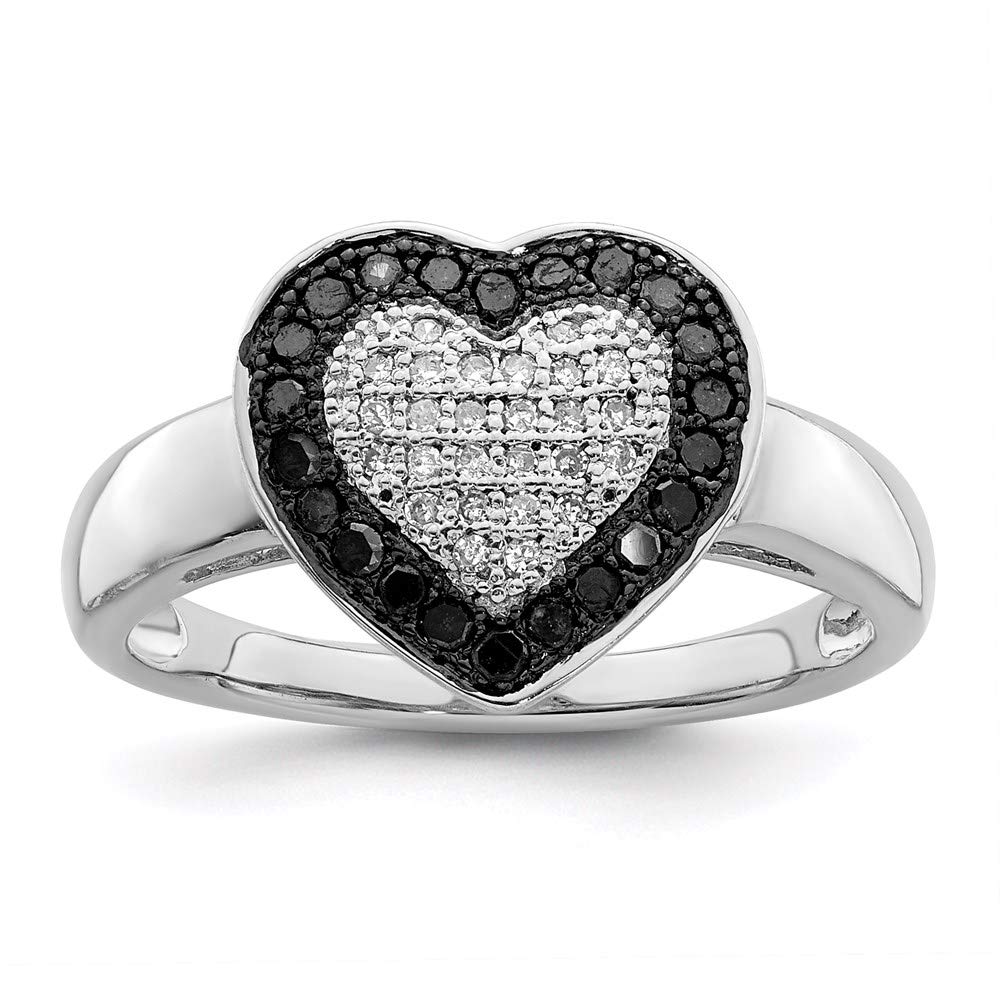 925 Sterling Silver Black Diamond Heart Band Ring for Women - Elegant Love Jewelry Gift for Her, Perfect for Anniversaries, Valentine's Day & Romantic Occasions