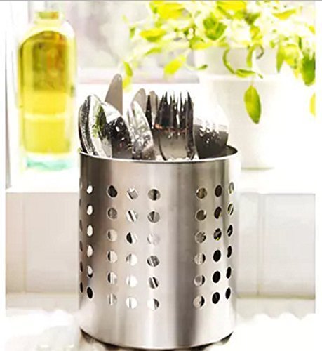 Stainless Steel Spoon & Utensil Holder - Round Kitchen Organizer for Cooking Tools, Cutlery & Chopsticks | Multi-Functional Storage Stand for Countertop, Drawer & Dining Table Organization