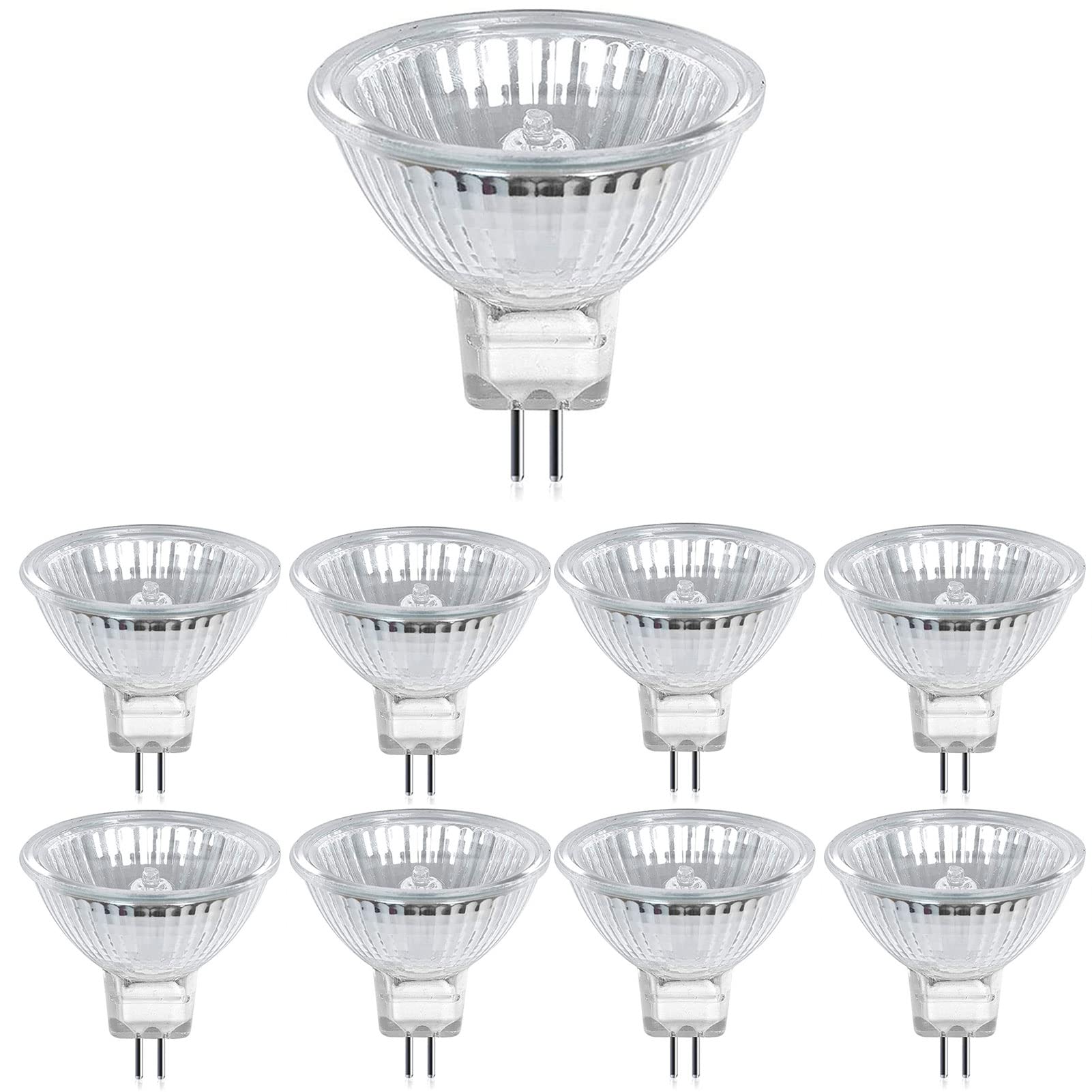 8 Pack MR16 Halogen Light Bulbs 35W 12V G5.3 Base - Warm White Halogen Lamps for Landscape Lighting, Home, School & Office Use - Dimmable Energy Saving Bulbs for Track Lights, Display Cases and Accent Lighting
