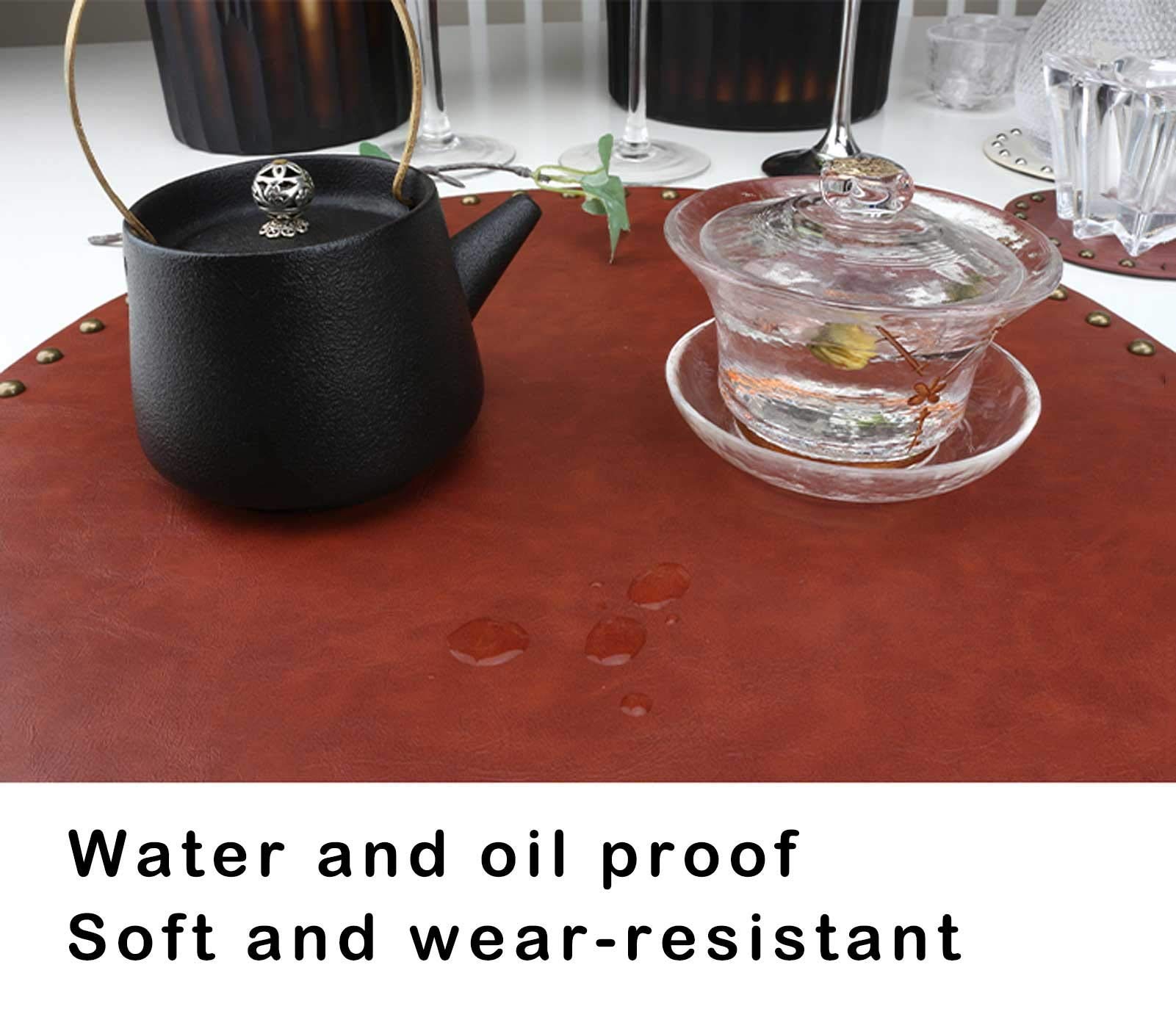 Premium Black PU Leather Placemats Set of 2 - Waterproof, Washable & Wipeable Table Mats for Dining & Kitchen - Perfect for Everyday Meals, Dinner Parties & Home Decor