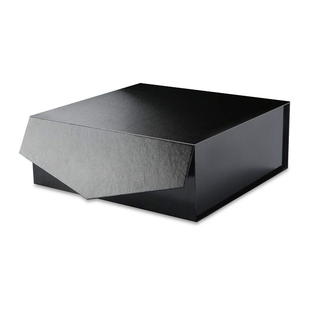 Premium 9x9x3.4 Inch Black Gift Box with Magnetic Closure - Grass Texture Luxury Presentation Box for Groomsman Proposals, Wedding Favors, Birthday Gifts & Special Occasions - Elegant Keepsake Storage Solution