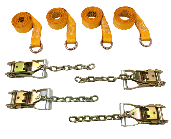 2-Pack 10' Diamond Weave Lasso Wheel Lift Straps with Chain Tail Ratchets - Heavy Duty Towing & Recovery Straps for Trucks, ATVs, UTVs, and Off-Road Vehicles (4-Pack)