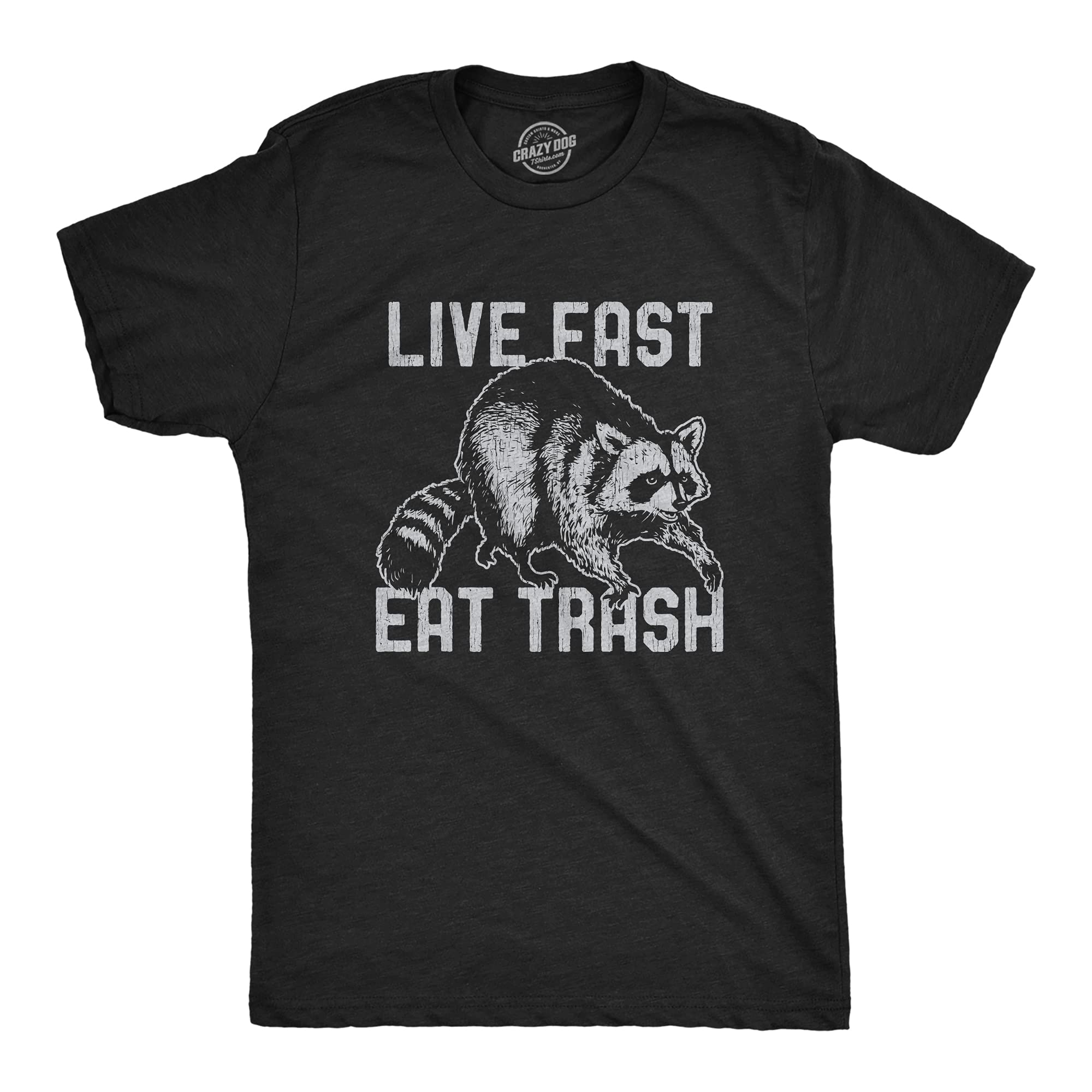 Funny Raccoon Graphic T-Shirt for Men - Live Fast Eat Trash Novelty Tee - Perfect for Casual Wear, Gifts & Animal Lovers