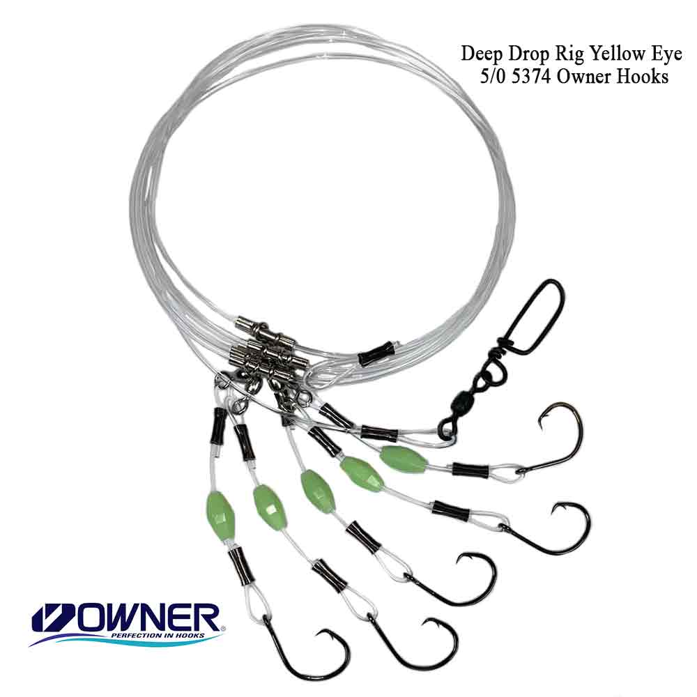 Capt. Harry's Deep Dropping Yellow Eye Fishing Rig with 5/0 Owner Hooks - Perfect for Offshore Bottom Fishing & Saltwater Angling